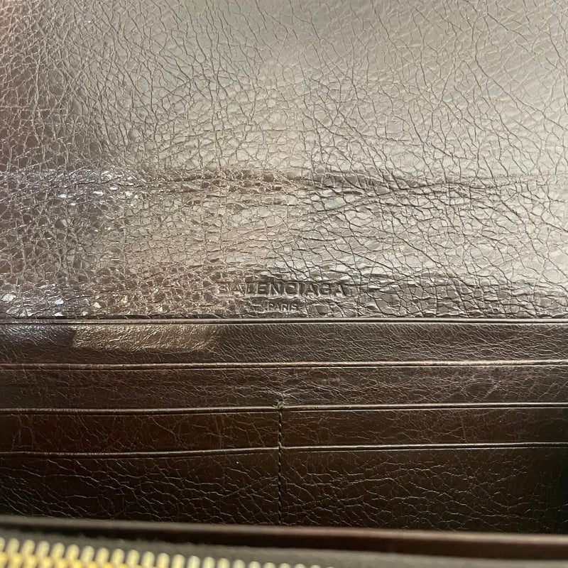 BALENCIAGA/Long Wallet/Lambskin/BRW/Gold Hardware