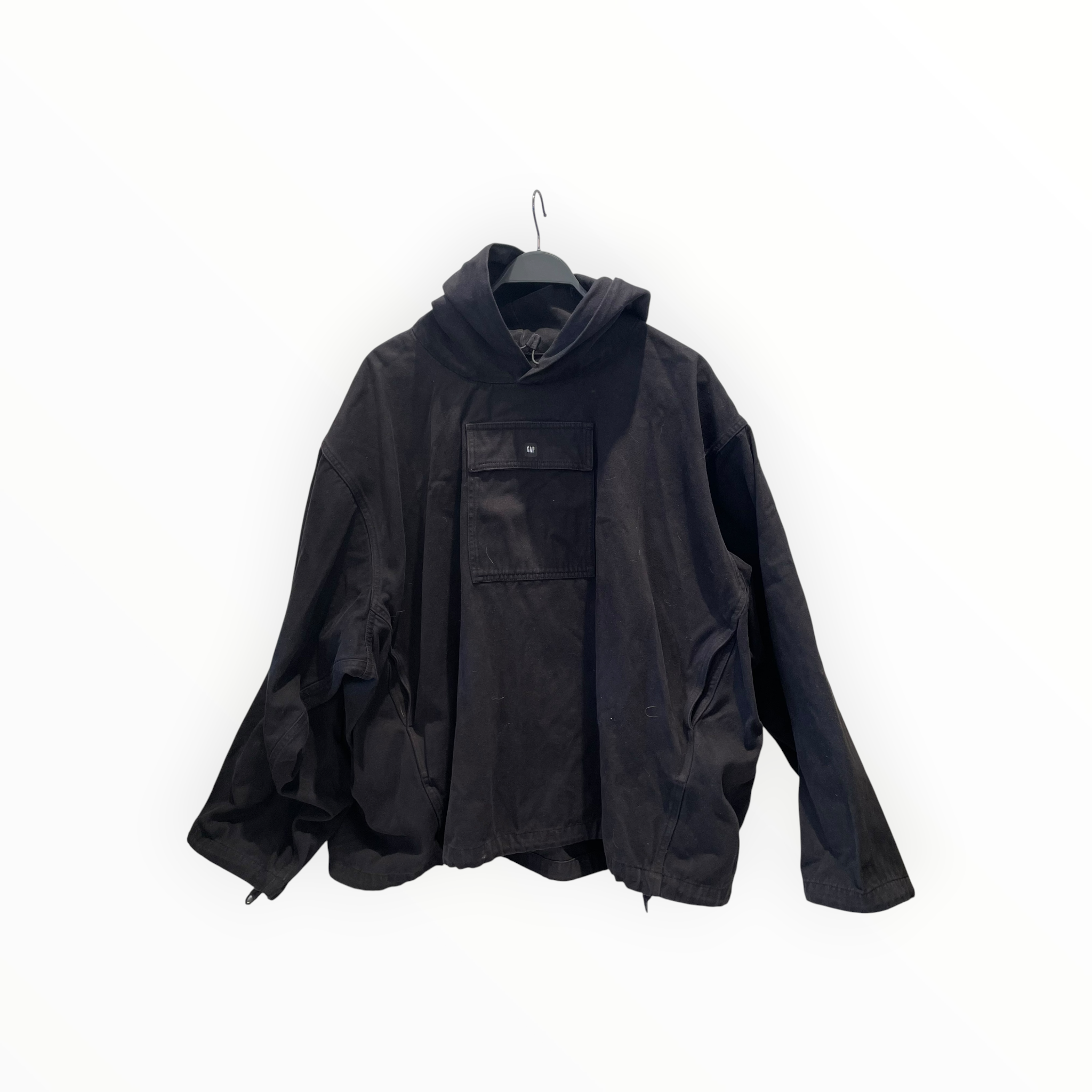 YEEZY GAP ENGINEERED BY BALENCIAGA/Hoodie/XS/Cotton/BLK/SATEEN ANORAK HOODIE view 1