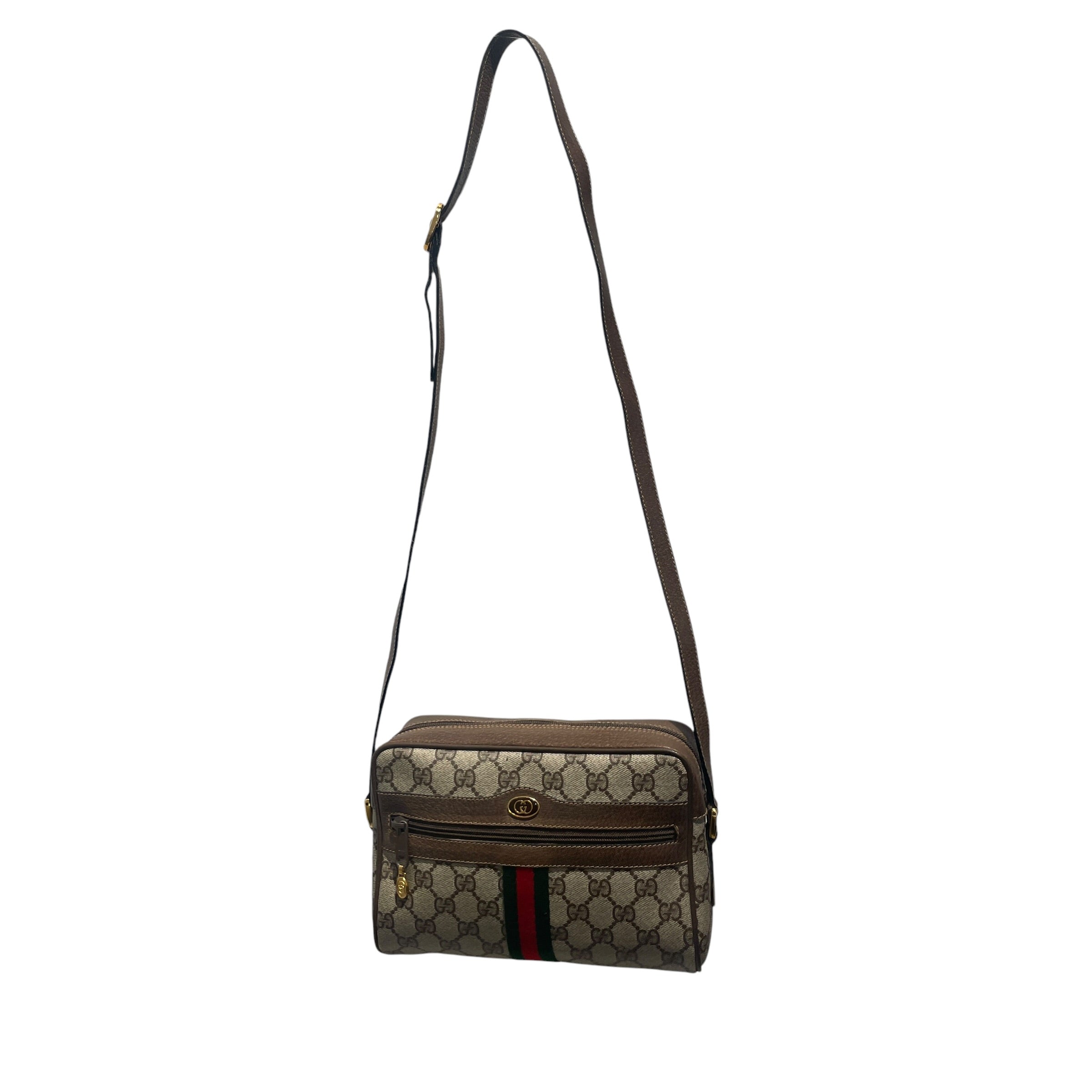 GUCCI/Cross Body Bag/Monogram/Cotton/KHK/GG SUPREME WEB STRIP BEIGE view 1