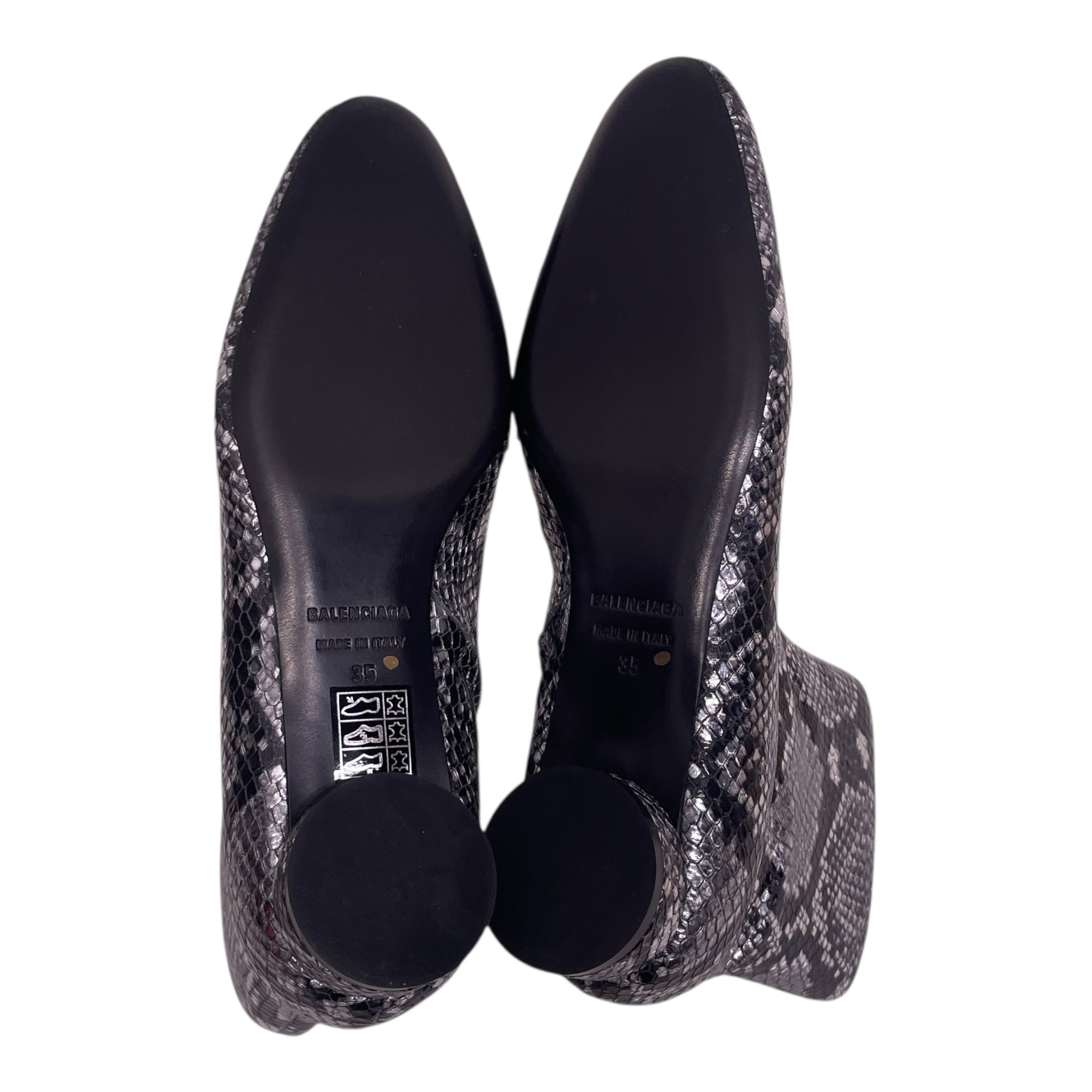 BALENCIAGA/Shoes/EU 35/Animal Pattern/Leather/SLV/SNAKESKIN OVAL BLOCK HEEL view 4
