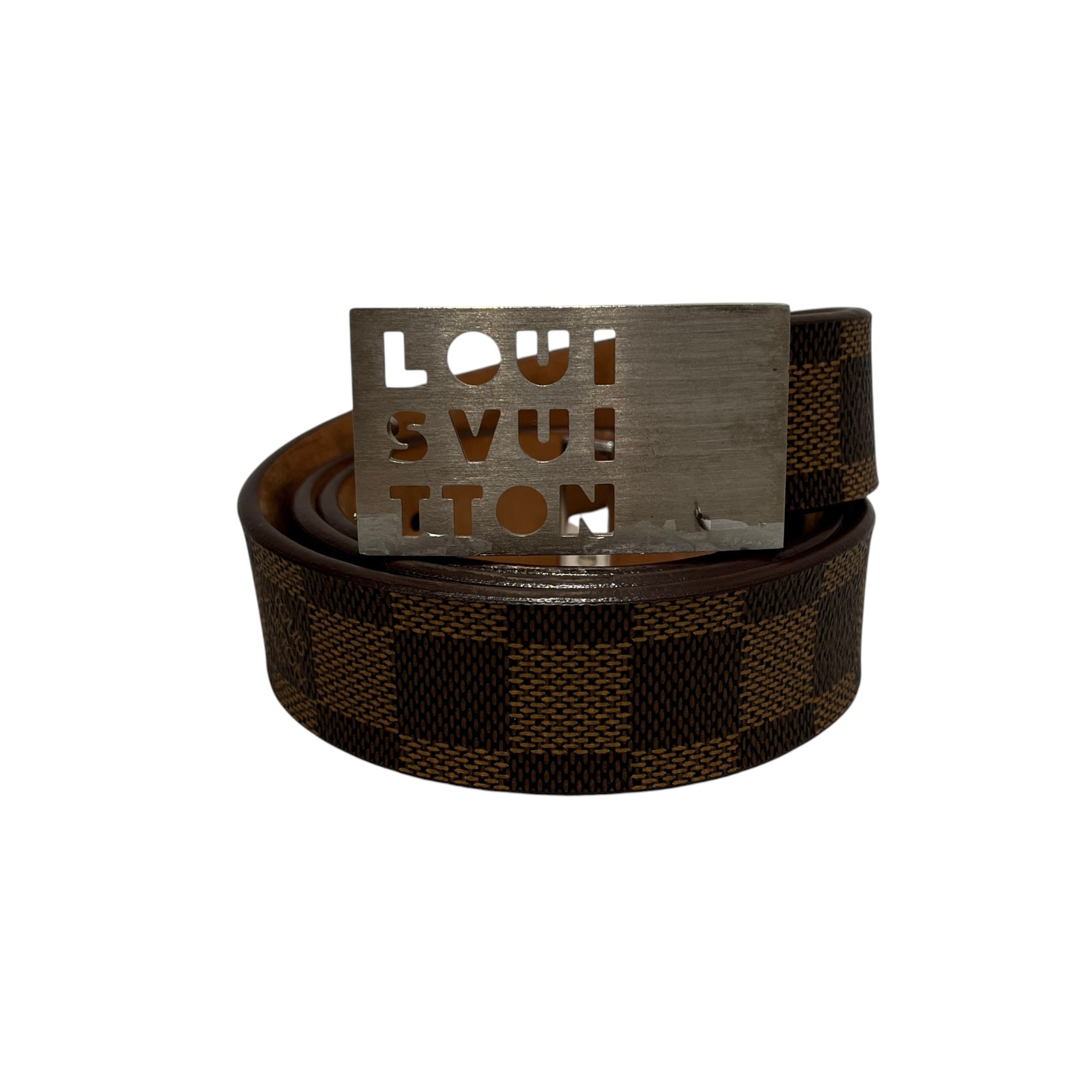 LOUIS VUITTON/Belt/Monogram/Leather/BRW/M's/Ceinture LST 80cm Damier Ebene view 1