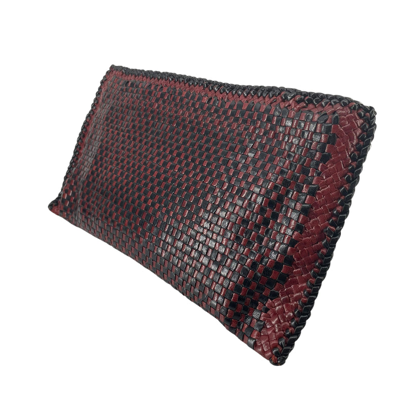 PRADA/Clutch Bag/Leather/RED/RED + BLK WOVEN