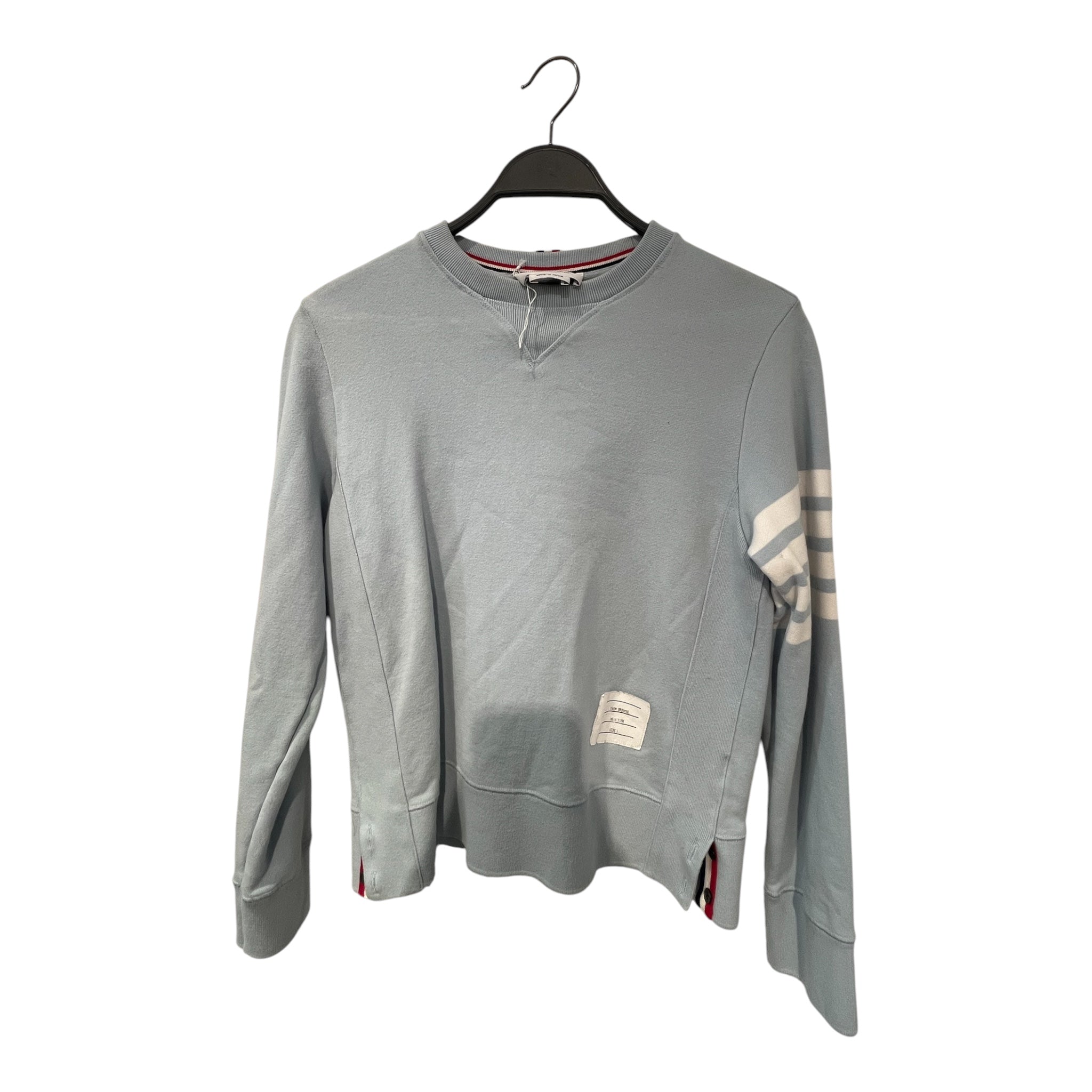 THOM BROWNE. NEW YORK/Sweatshirt/1/Cotton/BLU/Pullover/MJT021H 4 bar sweatshirt view 1