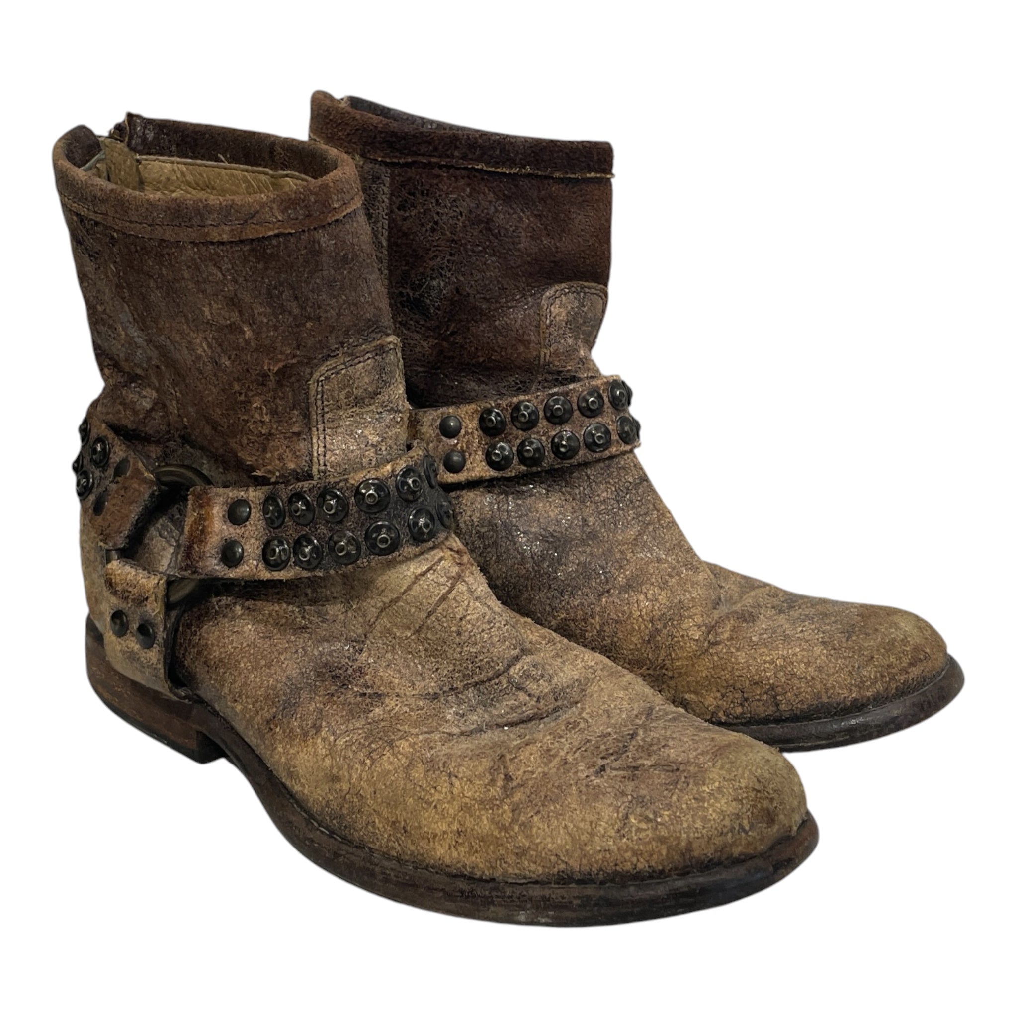 FRYE/Biker Boots/US 6/Leather/BRW/STUDDED ANKLE BOOT view 1