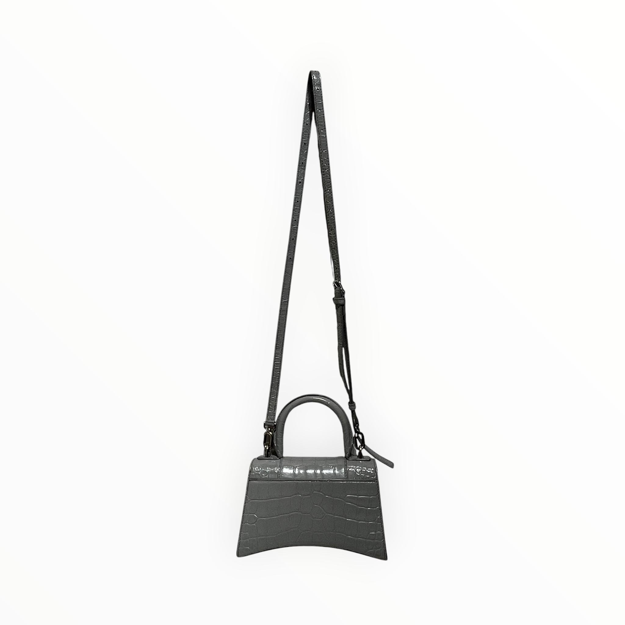 BALENCIAGA/Cross Body Bag/Animal Pattern/Leather/GRY/HOURGLASS MINI CROC view 2