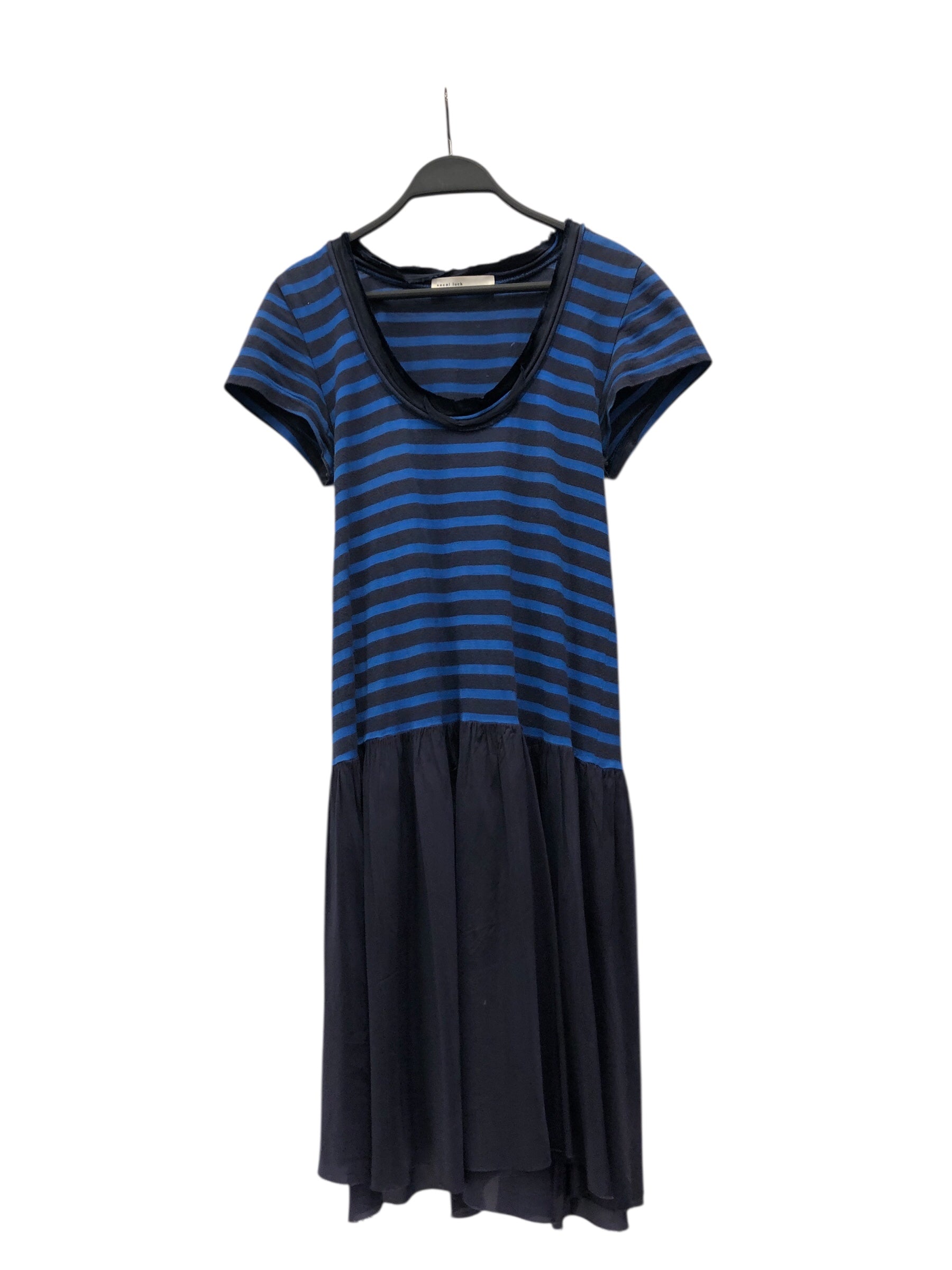 sacai luck/SS Dress/2/Stripe/Cotton/NVY/BLUE STRIPES SOLID BLUE BOTTOM view 1