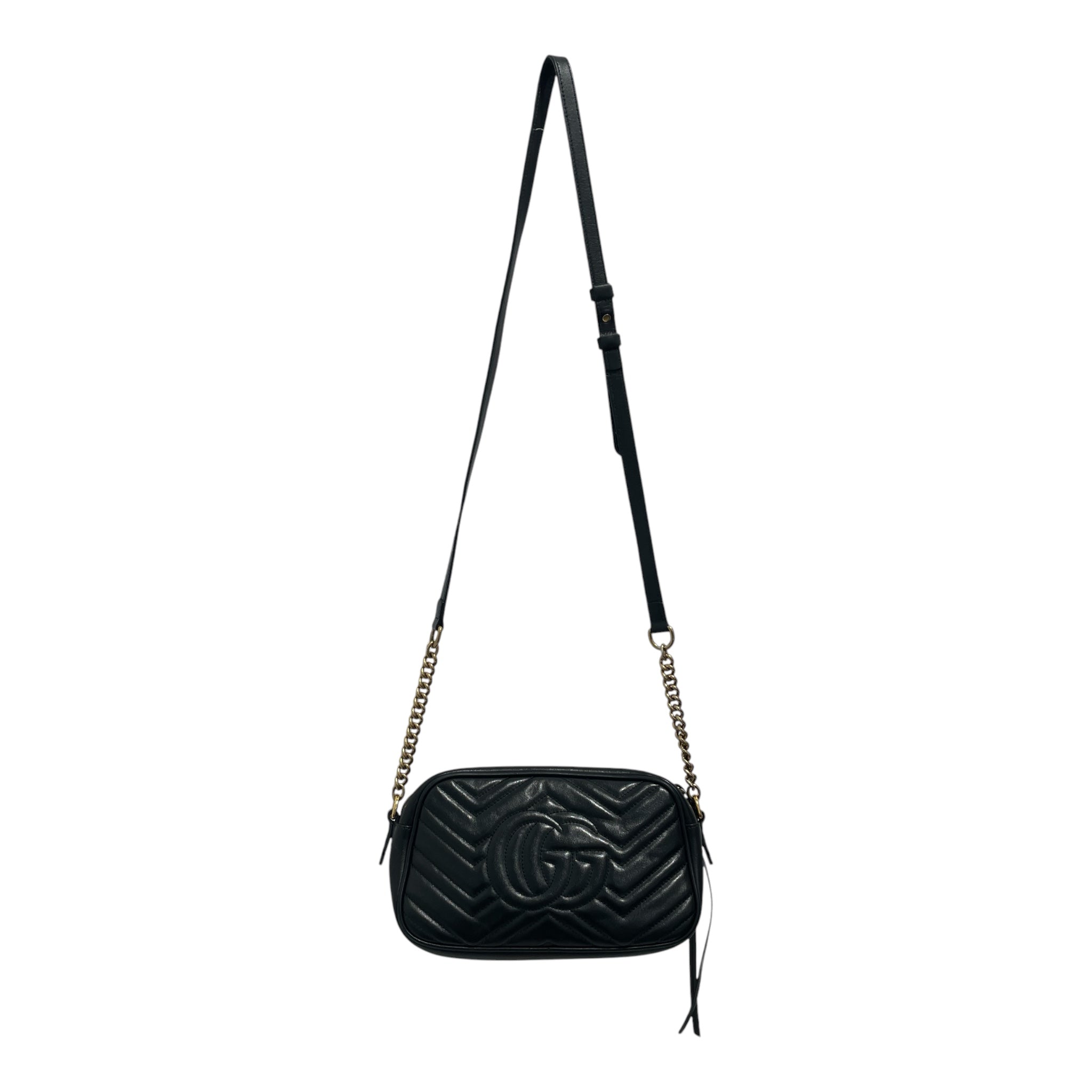 GUCCI/Cross Body Bag/Leather/BLK/GG Marmont quilted CB view 2