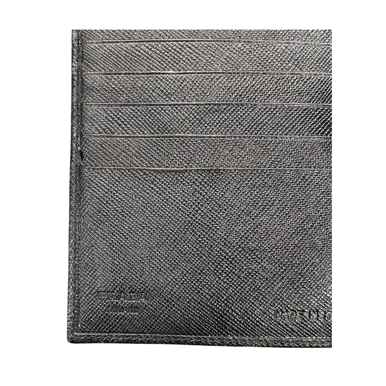 PRADA/Trifold Wallet/Leather/BLK/saffiano trifold wallet view 3
