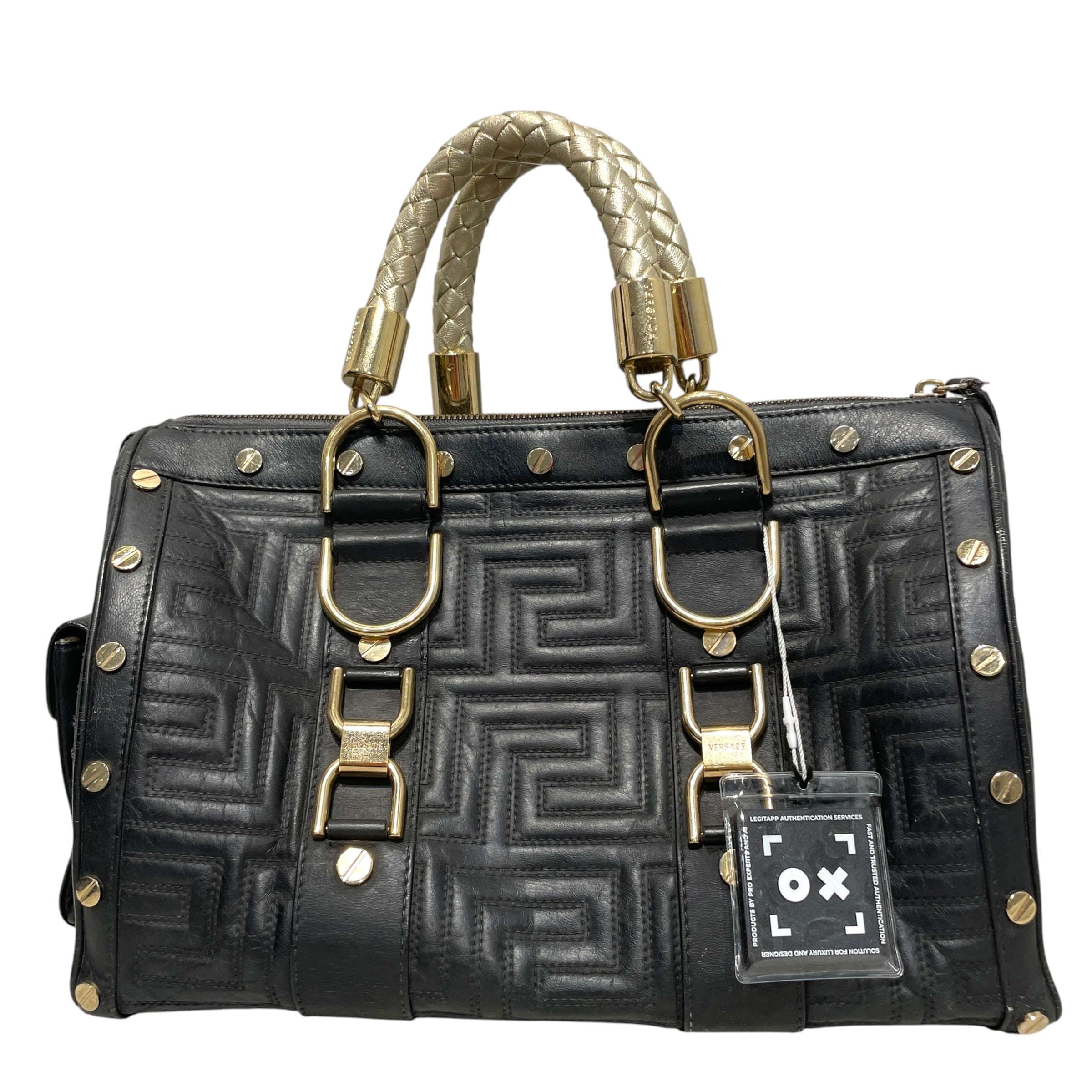 GIANNI VERSACE/Hand Bag/Leather/BLK/Snap Out Of it Quilted Leather view 4