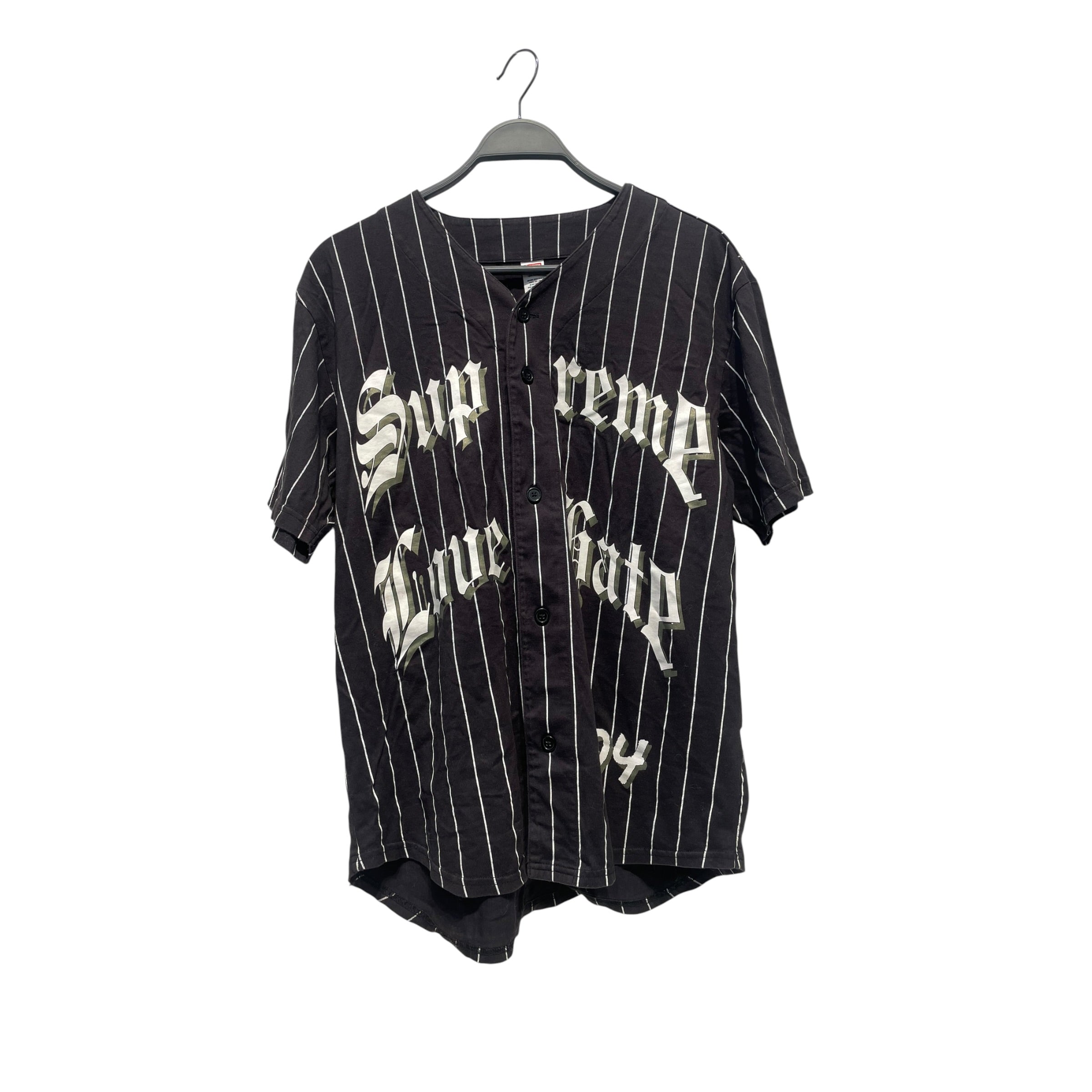 Supreme/SS Shirt/M/Cotton/GRY/Stripe/Love Hate Baseball Jersey view 1