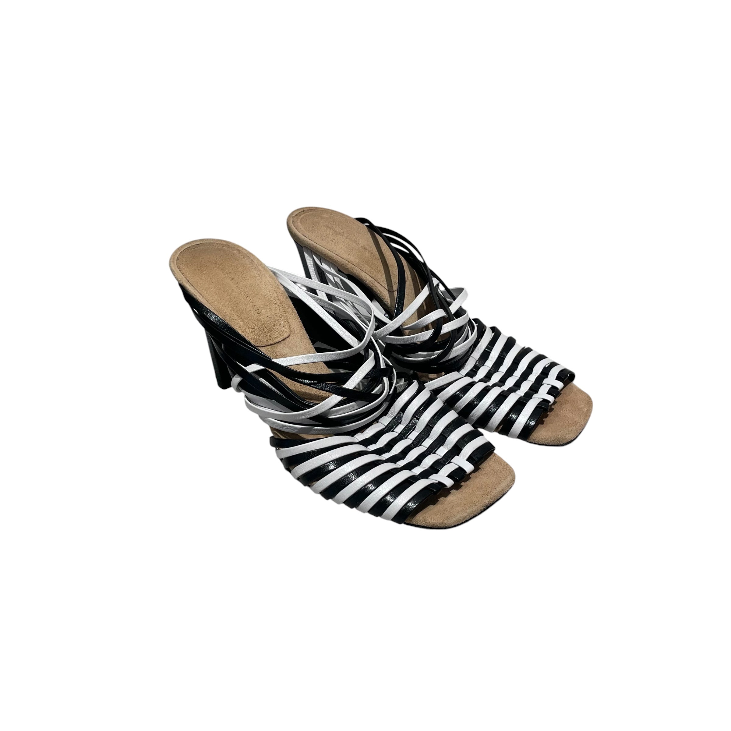 DRIES VAN NOTEN/Heels/EU 39.5/Stripe/Leather/MLT/Bi-Color Caged Heel view 1