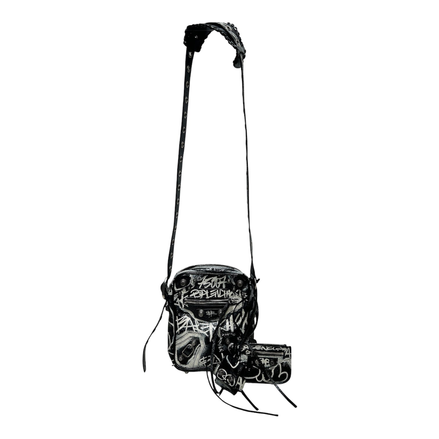 BALENCIAGA/Cross Body Bag/All Over Print/Leather/BLK/graffiti cagole view 1