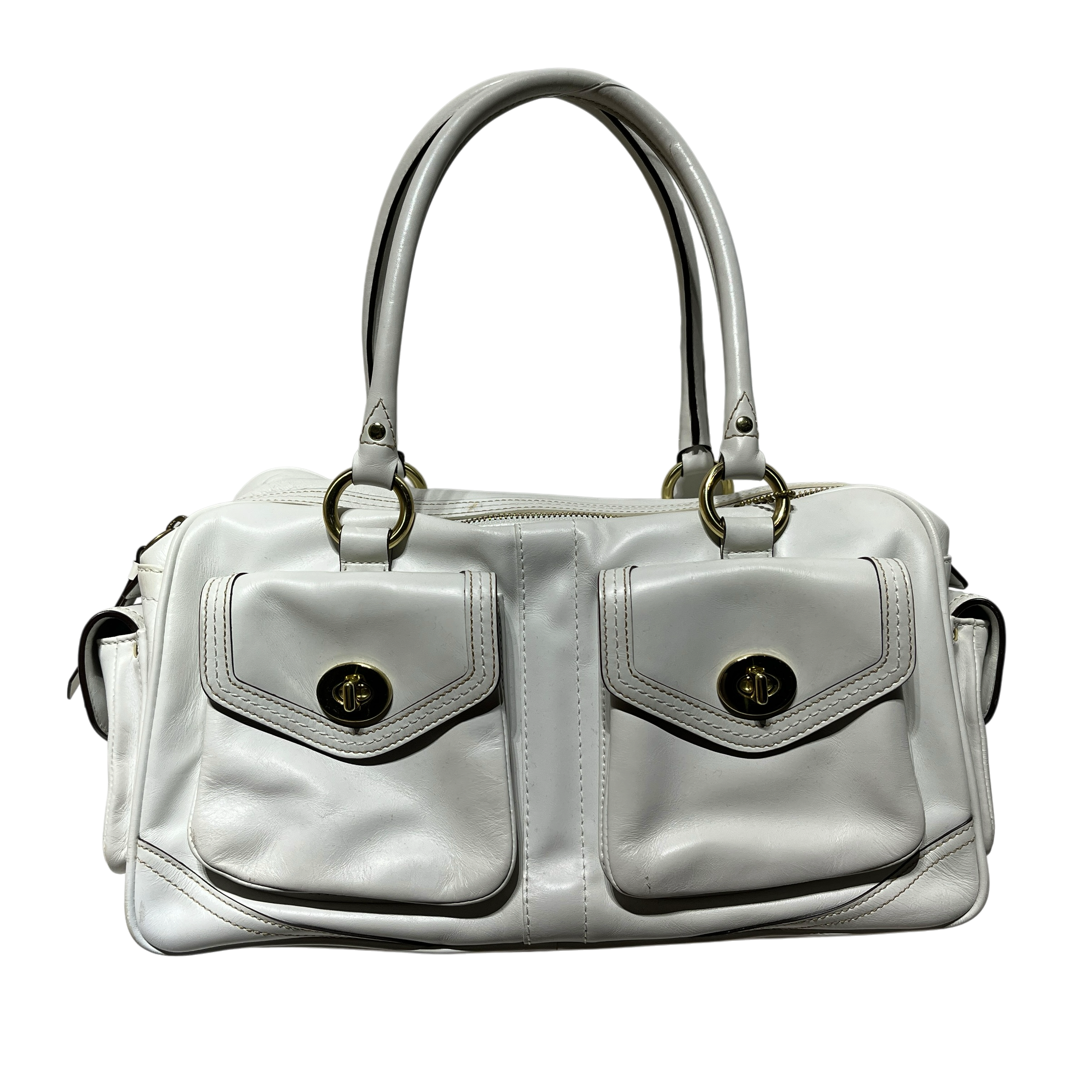 COACH/Tote Bag/Leather/WHT/turnlock camera bag view 1