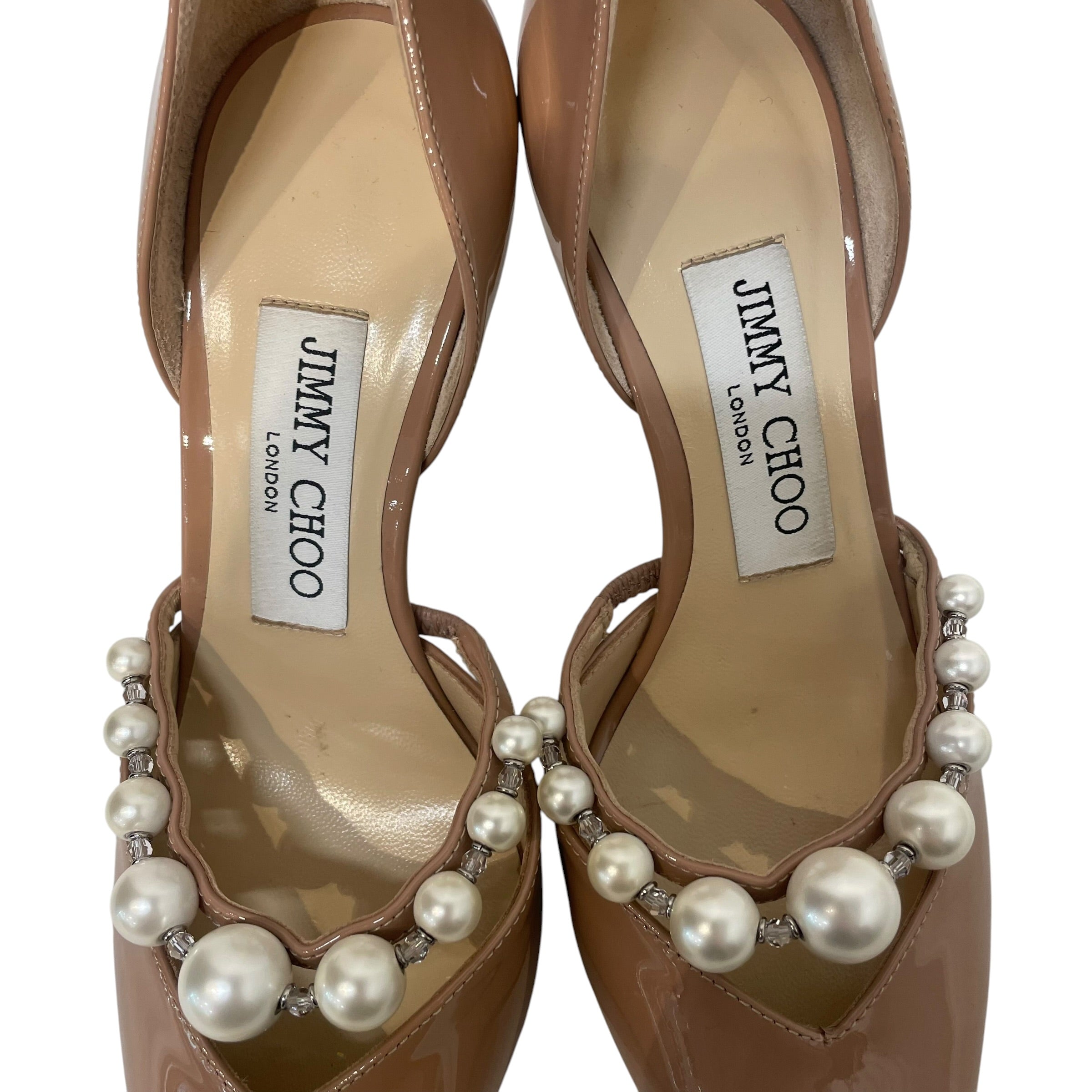 JIMMY CHOO/Heels/EU 35/Leather/KHK/patent leather pearl heels view 3