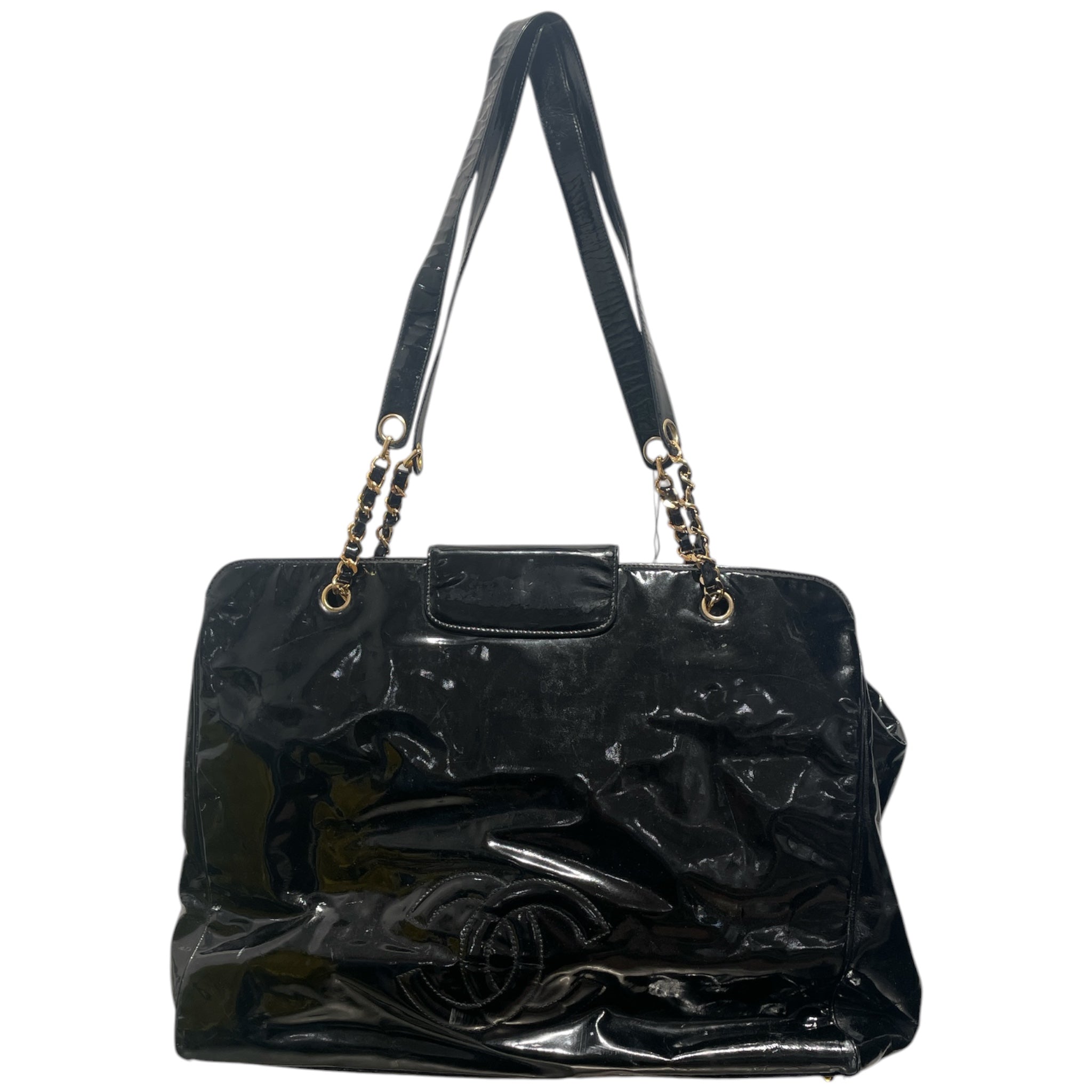 CHANEL/Tote Bag/Leather/BLK/Patented Weekender Tote Bag view 2