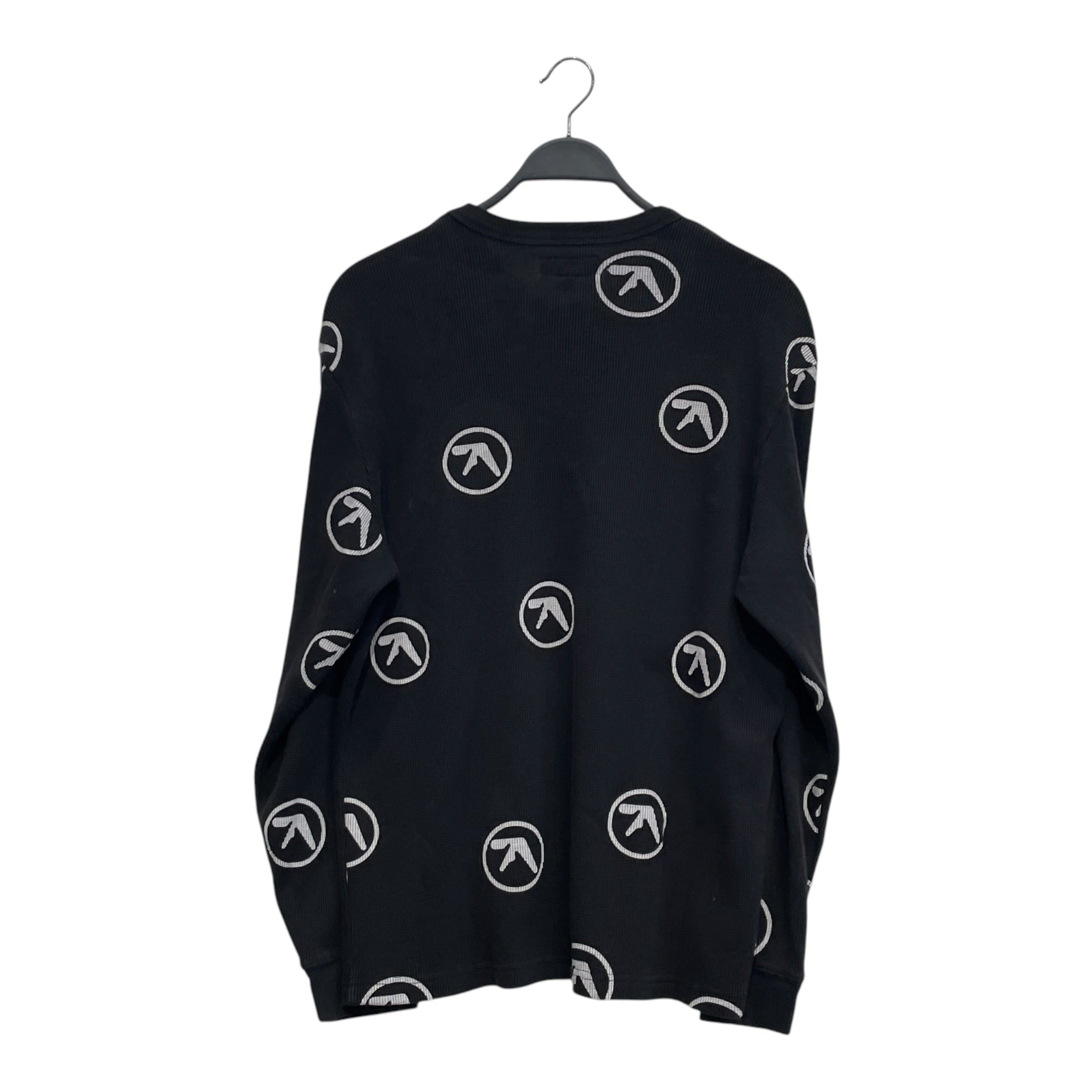Supreme/LS T-Shirt/L/Cotton/BLK/All Over Print/APHEX TWIN LOGO WHT view 2