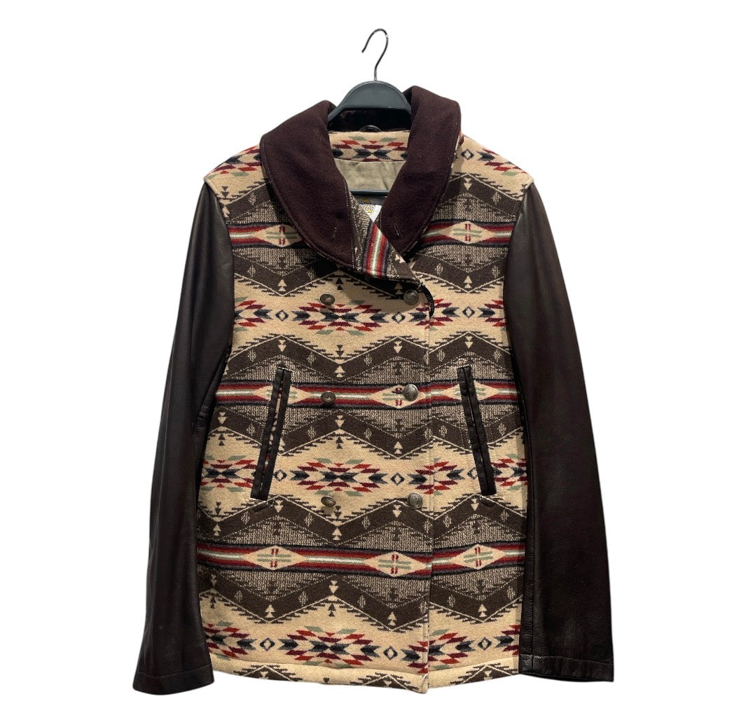 GOLDEN BEAR/Peacoat/M/Wool/MLT/Pattern Coat w/ Leather Sleeve view 1