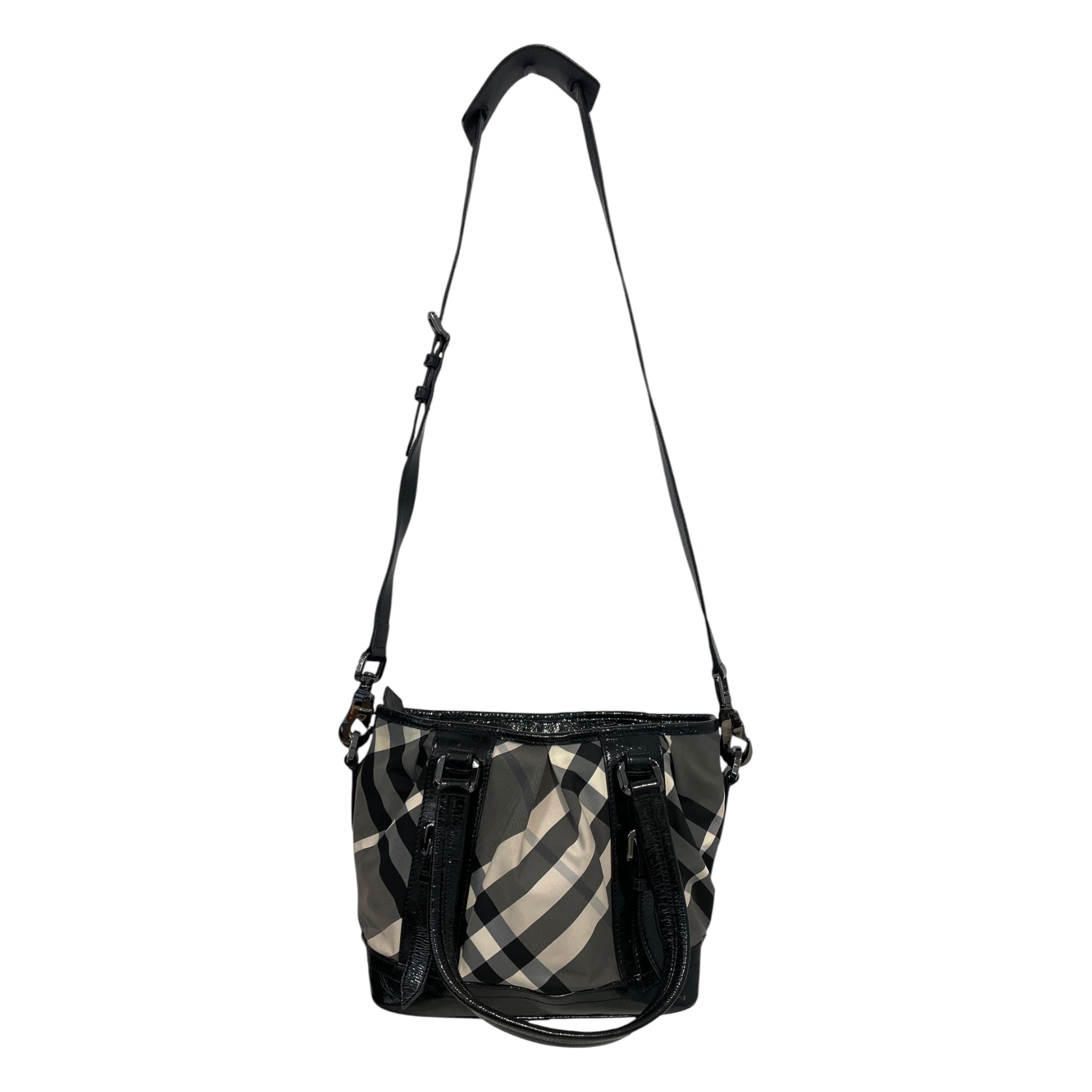 BURBERRY/Cross Body Bag/Plaid/Leather/BLK/White/Grey/Black Plaid view 1