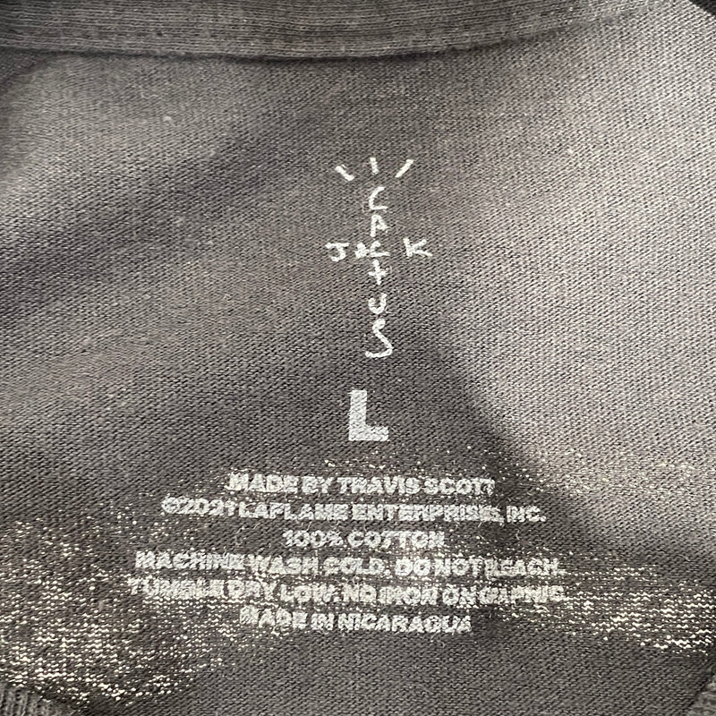 TRAVIS SCOTT/FRAGMENT DESIGN/LS T-Shirt/L/Cotton/BLK/All Over Print/2021 Collab