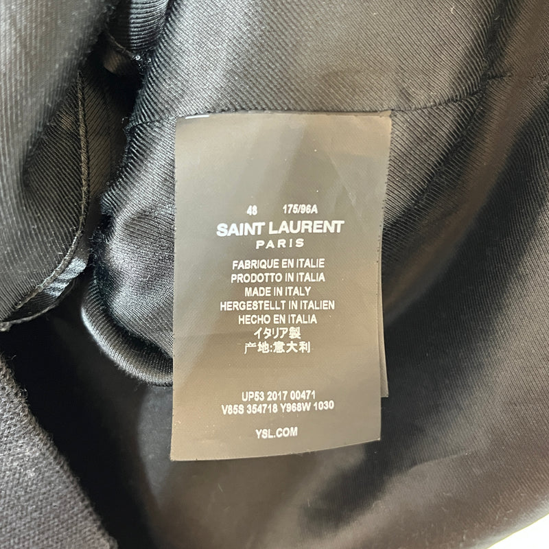 SAINT LAURENT/Jacket/48/Wool/GRY/VARSITY