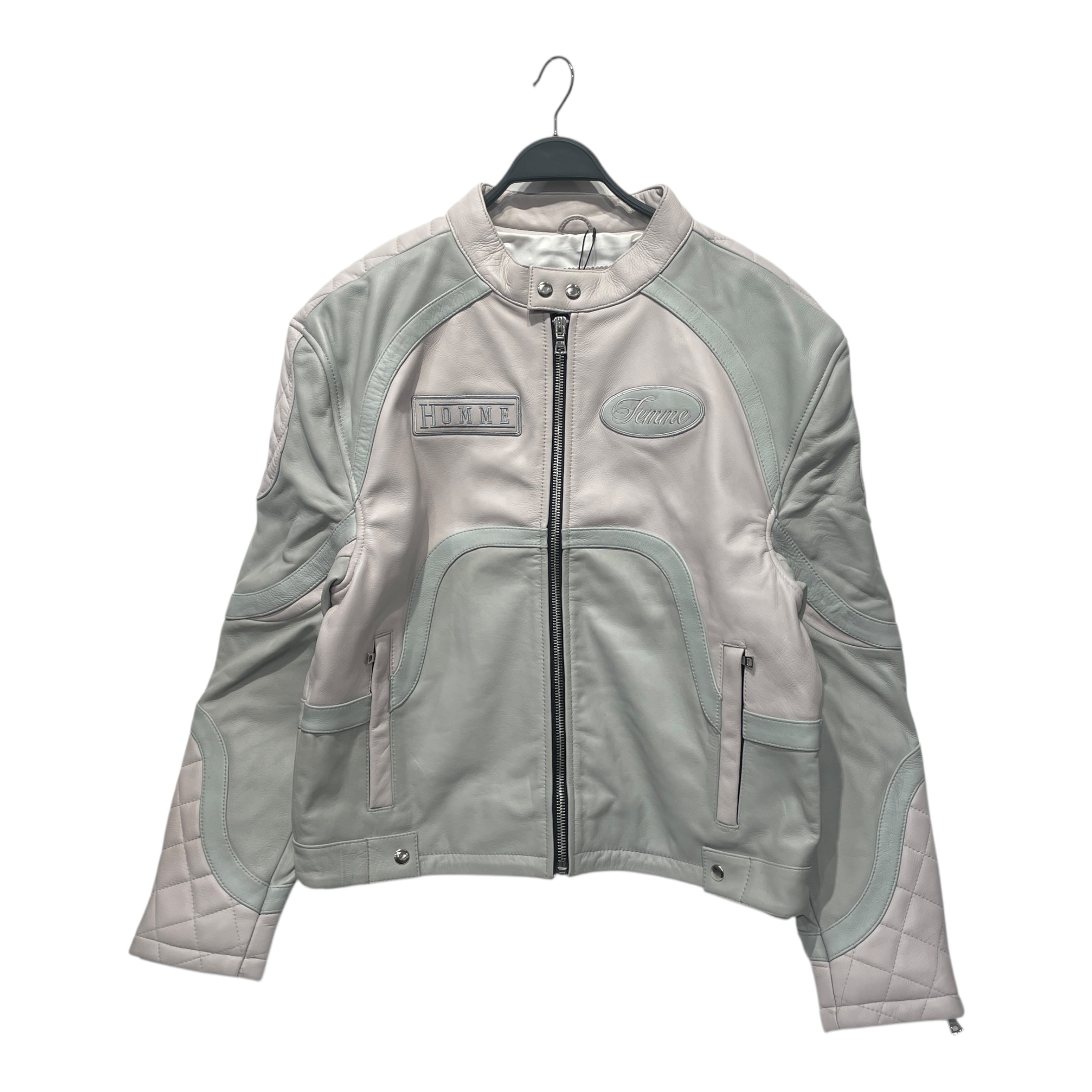 HOMME + FEMME/Leather Jkt/M/Leather/SLV/COOL GRAY/MINT COLOR view 1