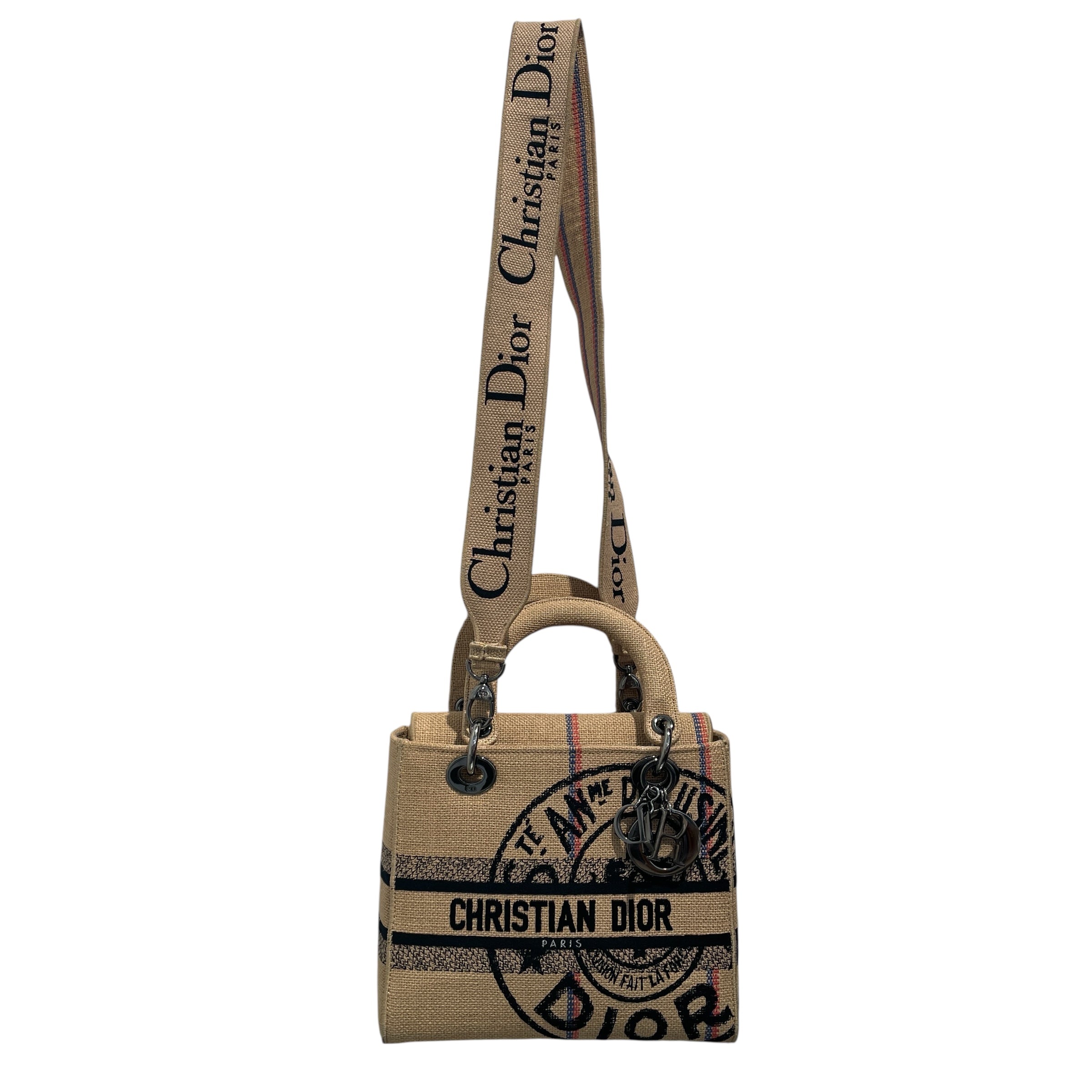 Christian Dior/Tote Bag/Graphic/Cotton/BEG/Lady D-Lite Embroidered Jute view 1