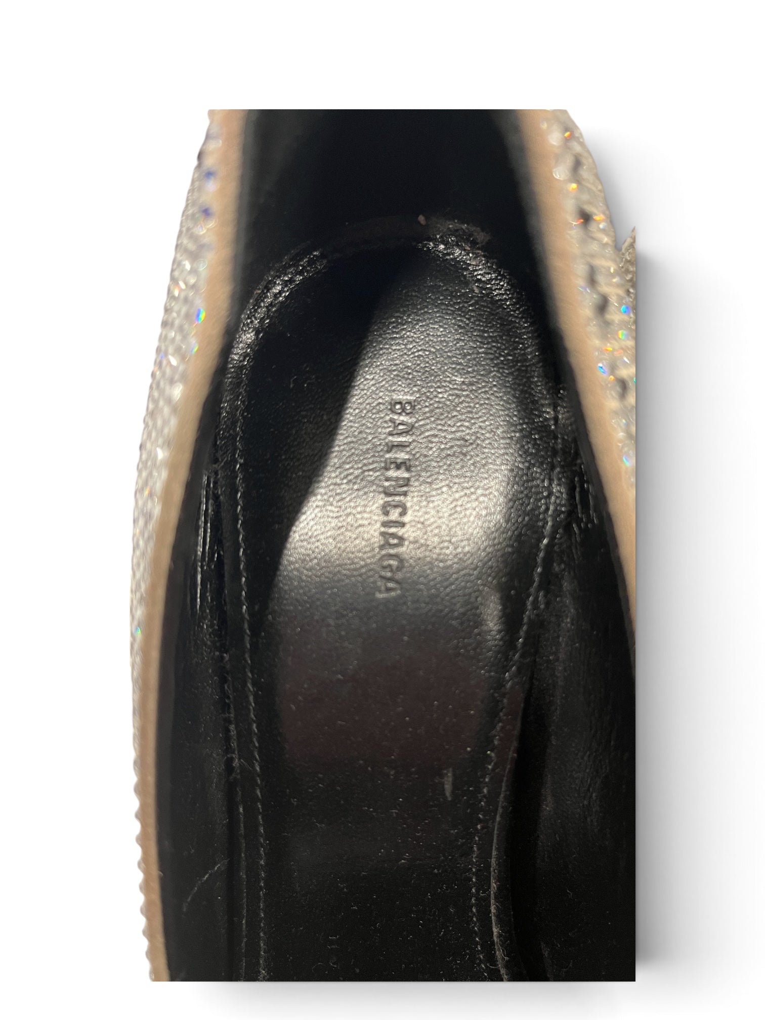 BALENCIAGA/Heels/EU 36/Monogram/Suede/GRY/V-Tip/RHINESTONE KNIFE SQUARE HEEL view 3