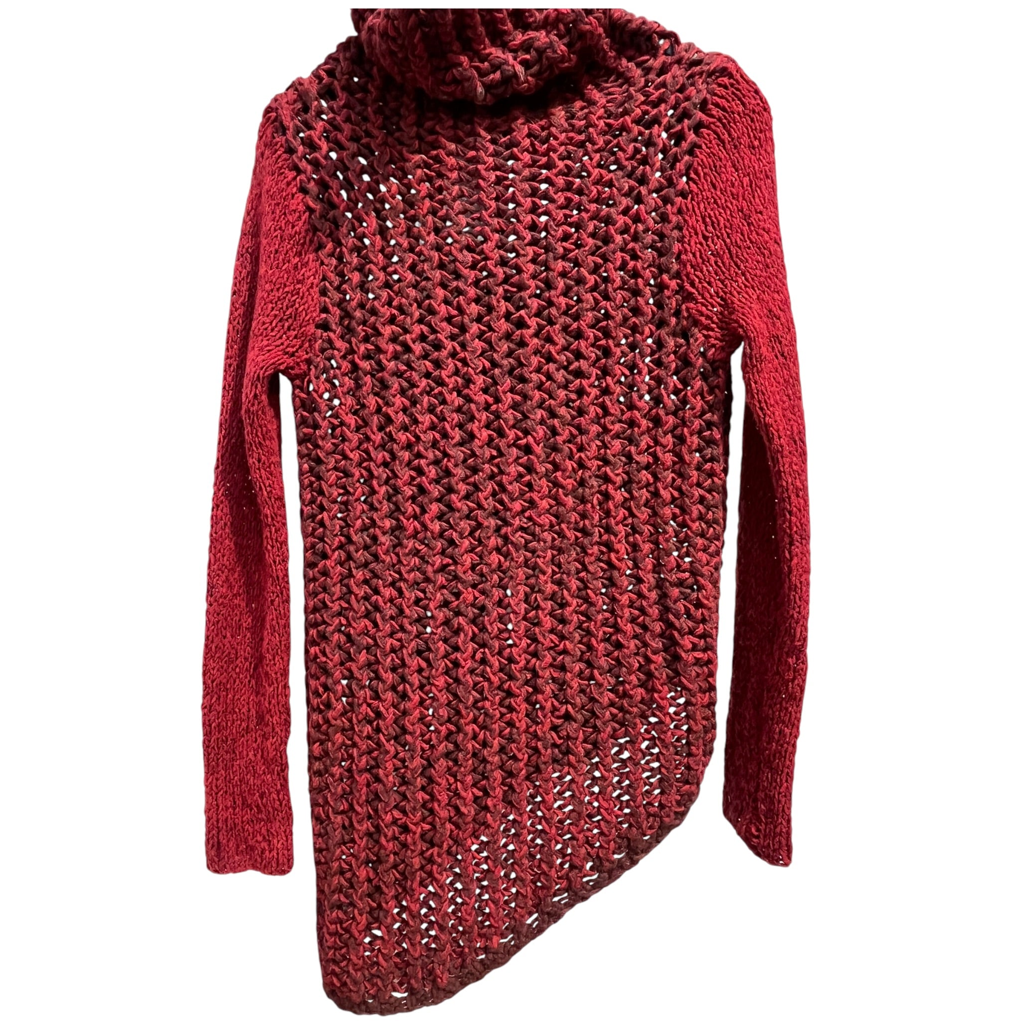 Helmut Lang/Heavy Sweater/M/Wool/RED/Turtle Neck/loose chunky knit view 2