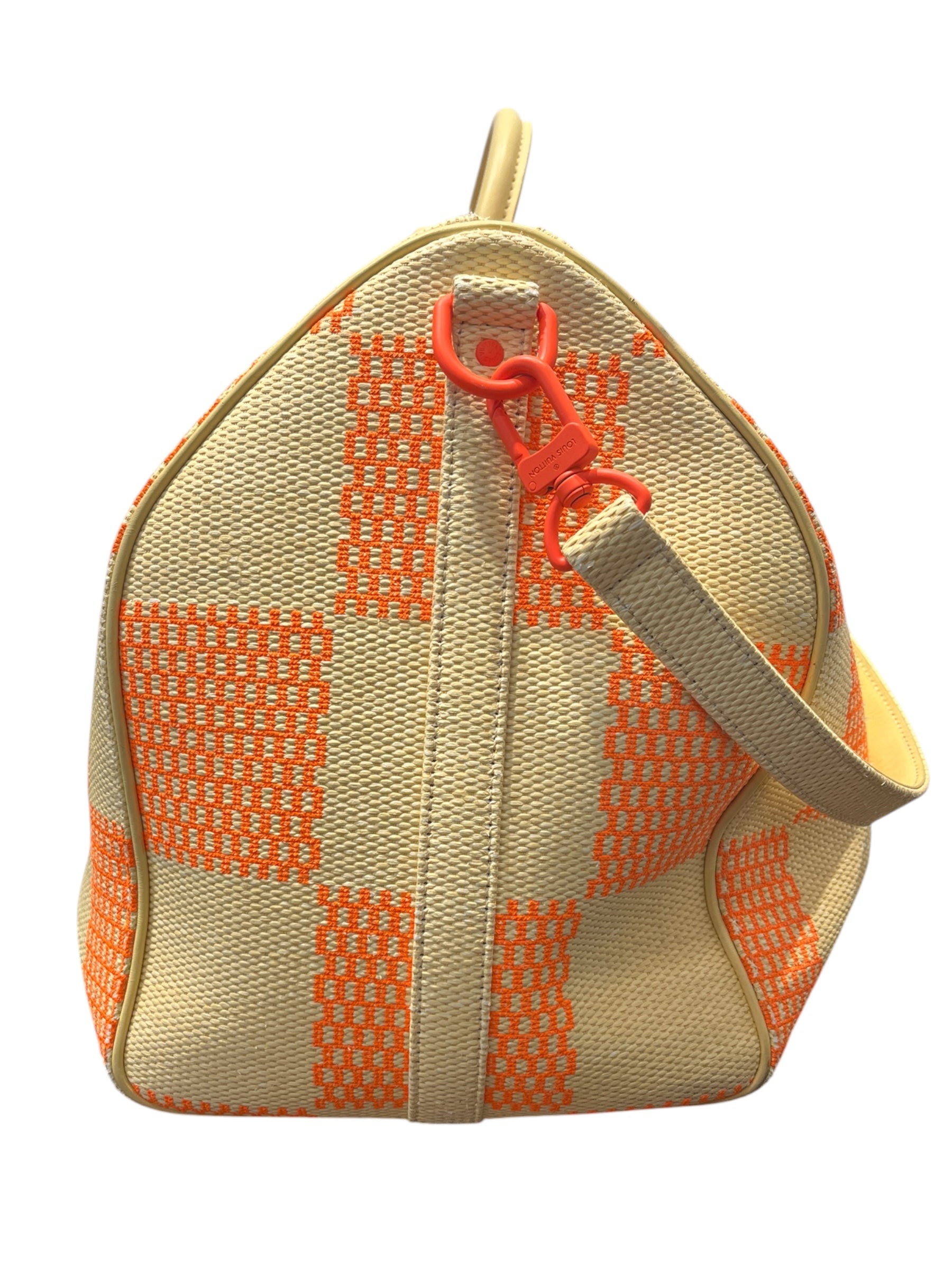 LOUIS VUITTON/Luggage/All Over Print/Cotton/CRM/KEEPALL BANDOU 50 ORNGE view 3