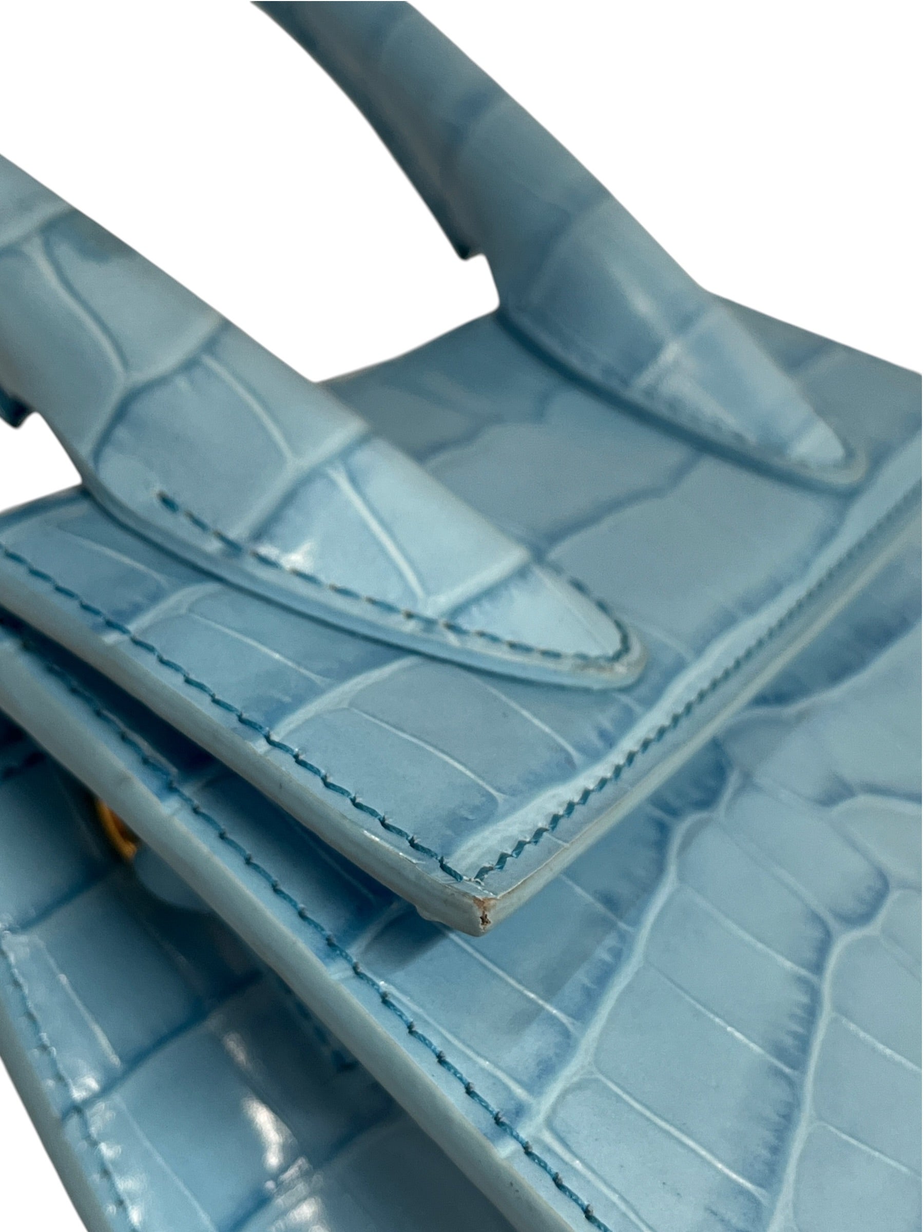 JACQUEMUS/Hand Bag/Leather/BLU/Le Chiquito CrocEmbossed view 7