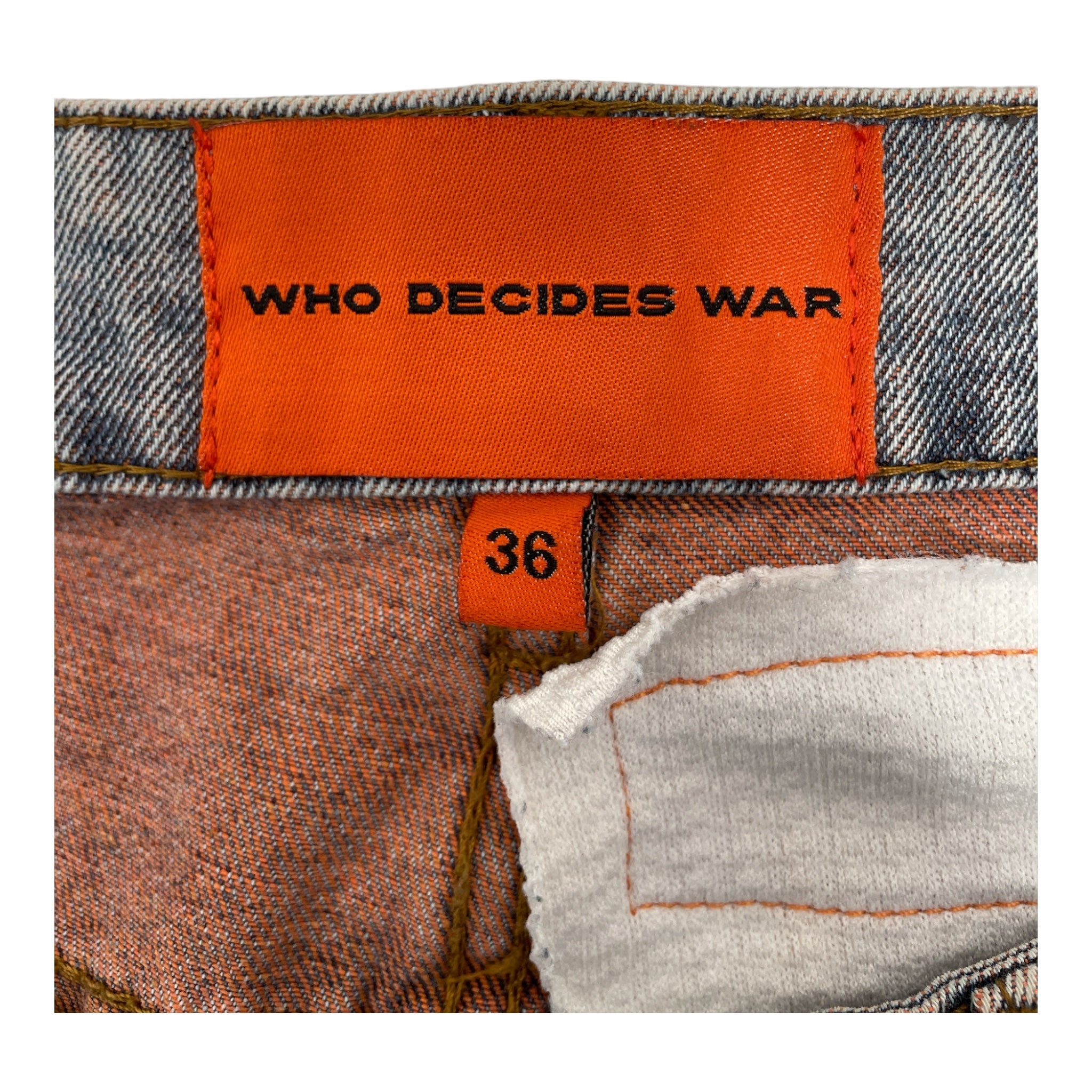 WHO DECIDES WAR/Pants/36/Denim/BLU/Orang Patch Thermal Distressed view 3