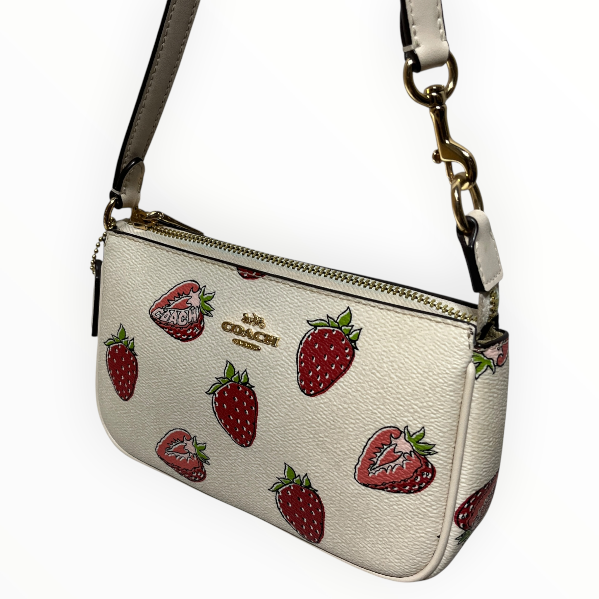 COACH/Hand Bag/All Over Print/Leather/CRM/STRAWBERRY LOGO view 5