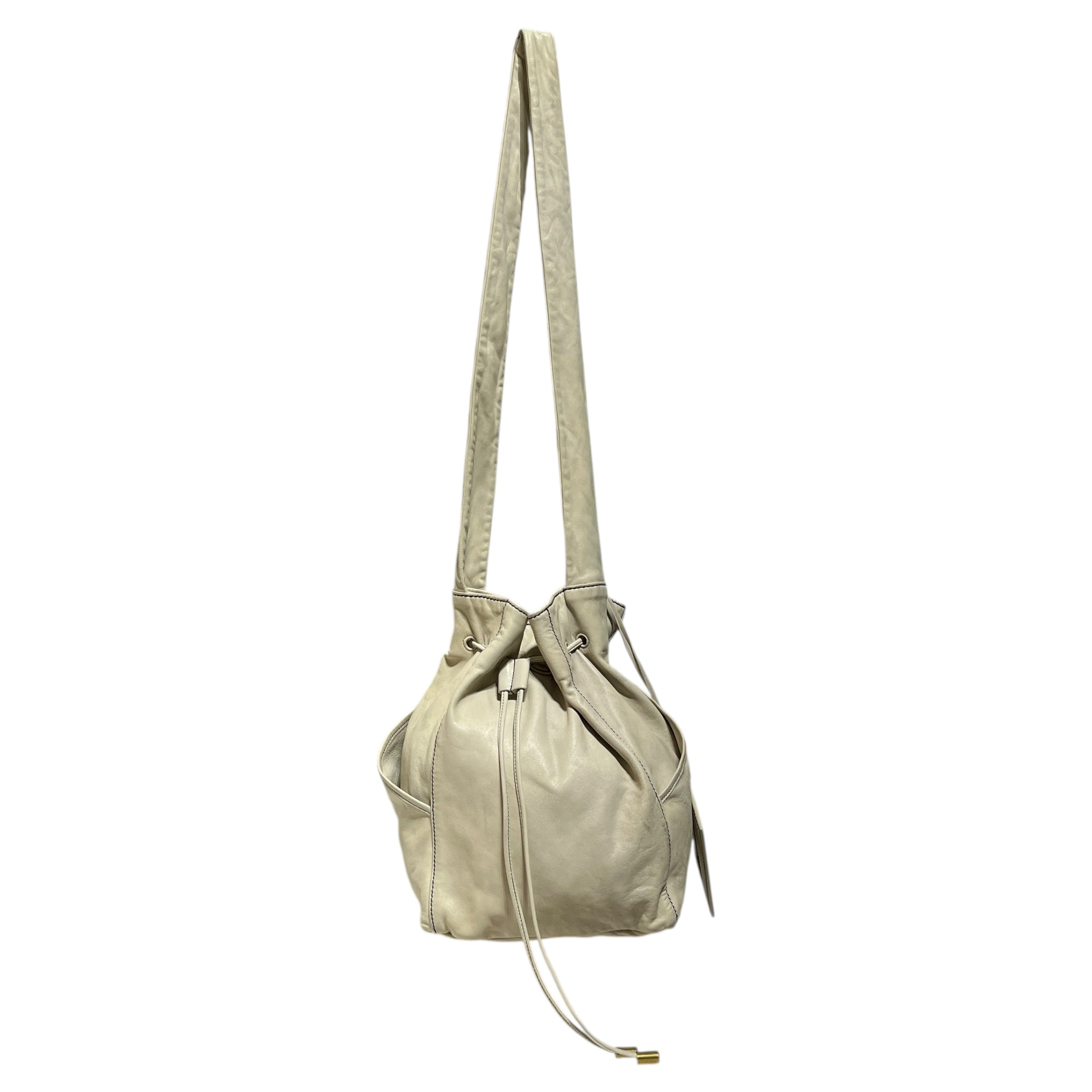 BALENCIAGA/Cross Body Bag/Leather/WHT/drawstring view 1