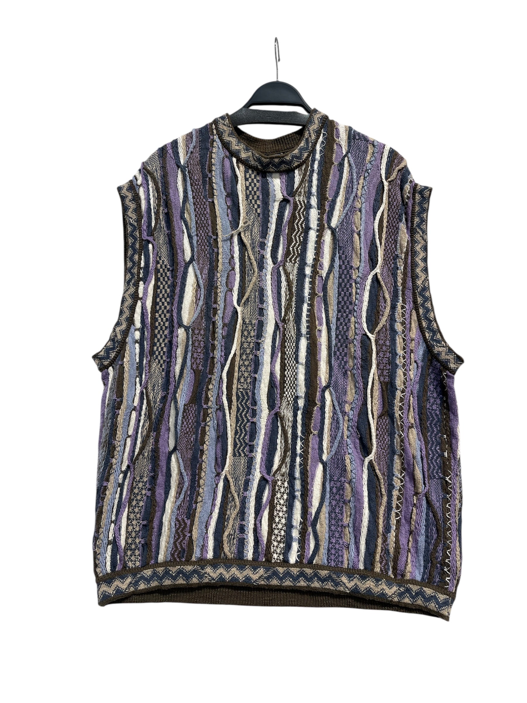 KAPITAL/HeavyKnit Vest/5/Stripe/Cotton/PPL/7 G CABLE KNIT view 1
