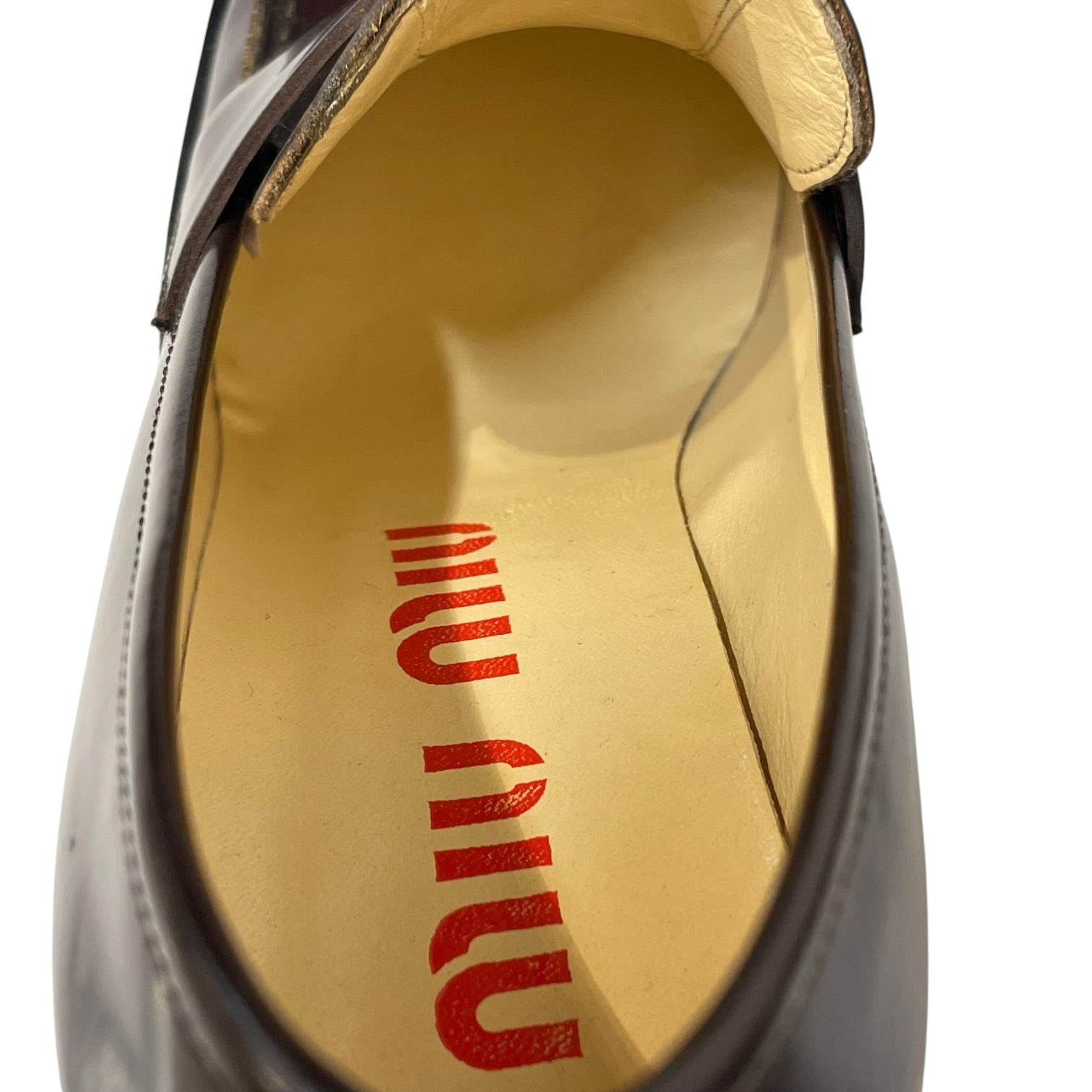 MIU MIU/Heels/EU 37/Leather/BRW/leather loafer heels view 3