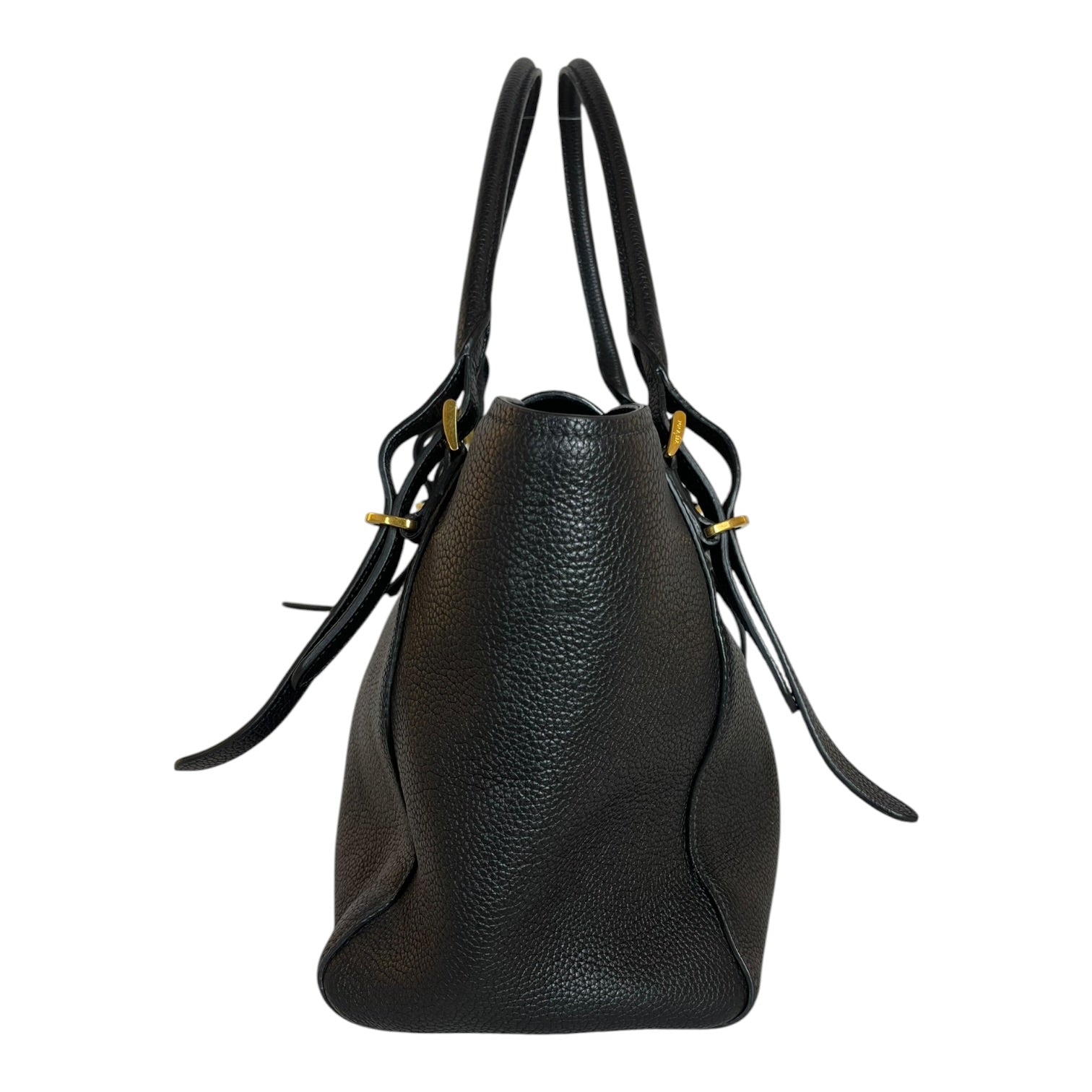 PRADA/Hand Bag/Leather/BLK/Vitello Daino view 3