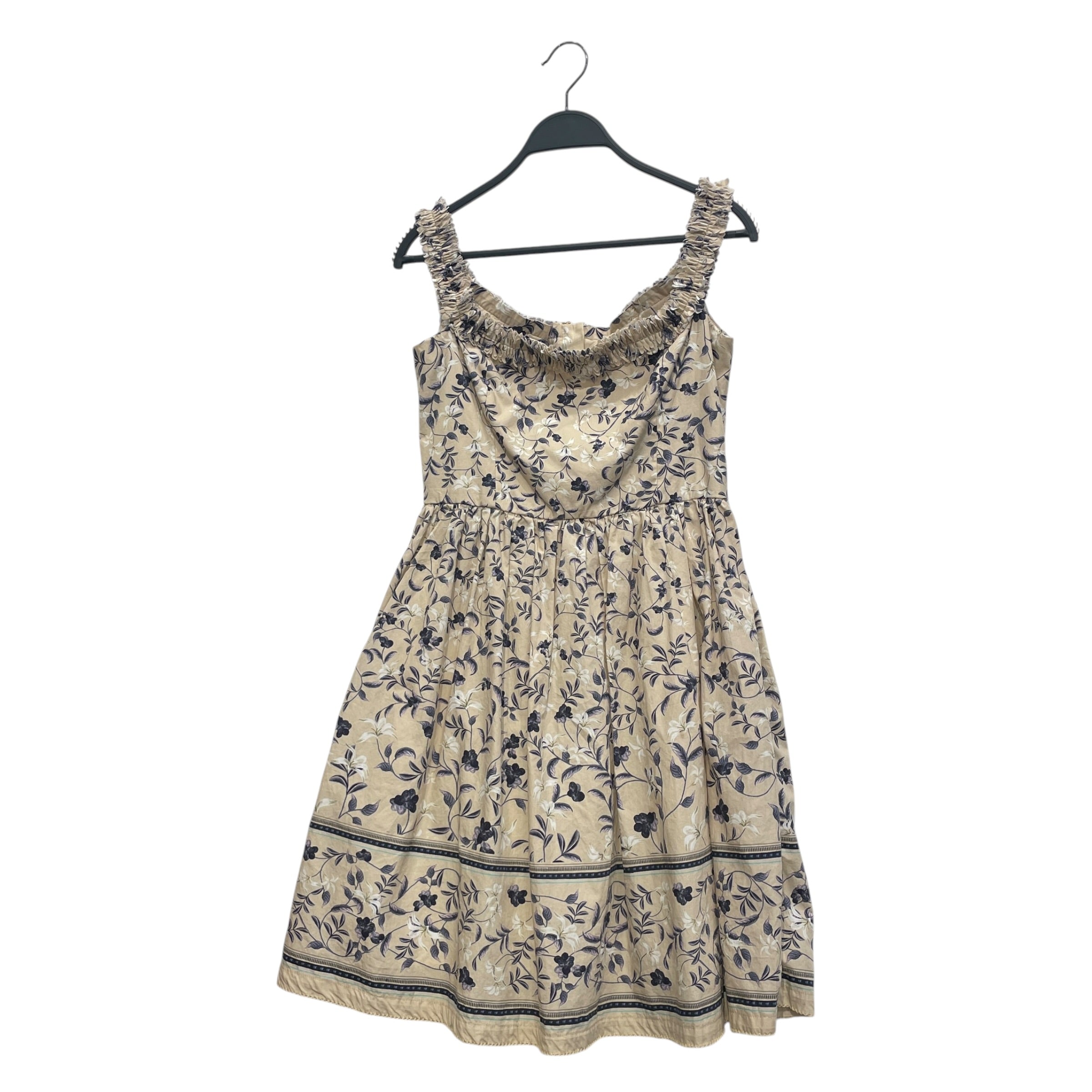 AGUA BY AGUABENDITA/Camisole Dress/M/All Over Print/Cotton/BEG/NAVY FLORAL MIDI view 1