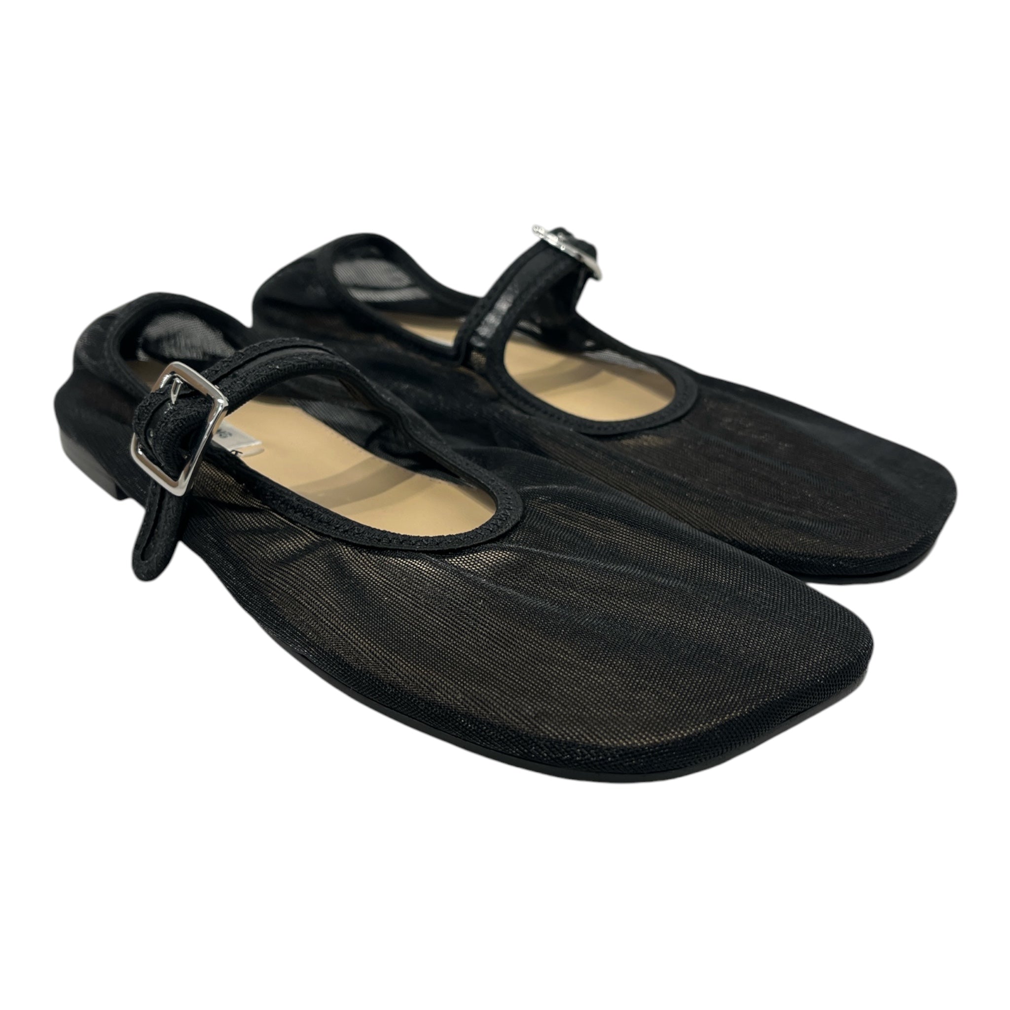 Sandy Liang/Flat Shoes/EU 38/BLK/mesh material top strap buckle view 2