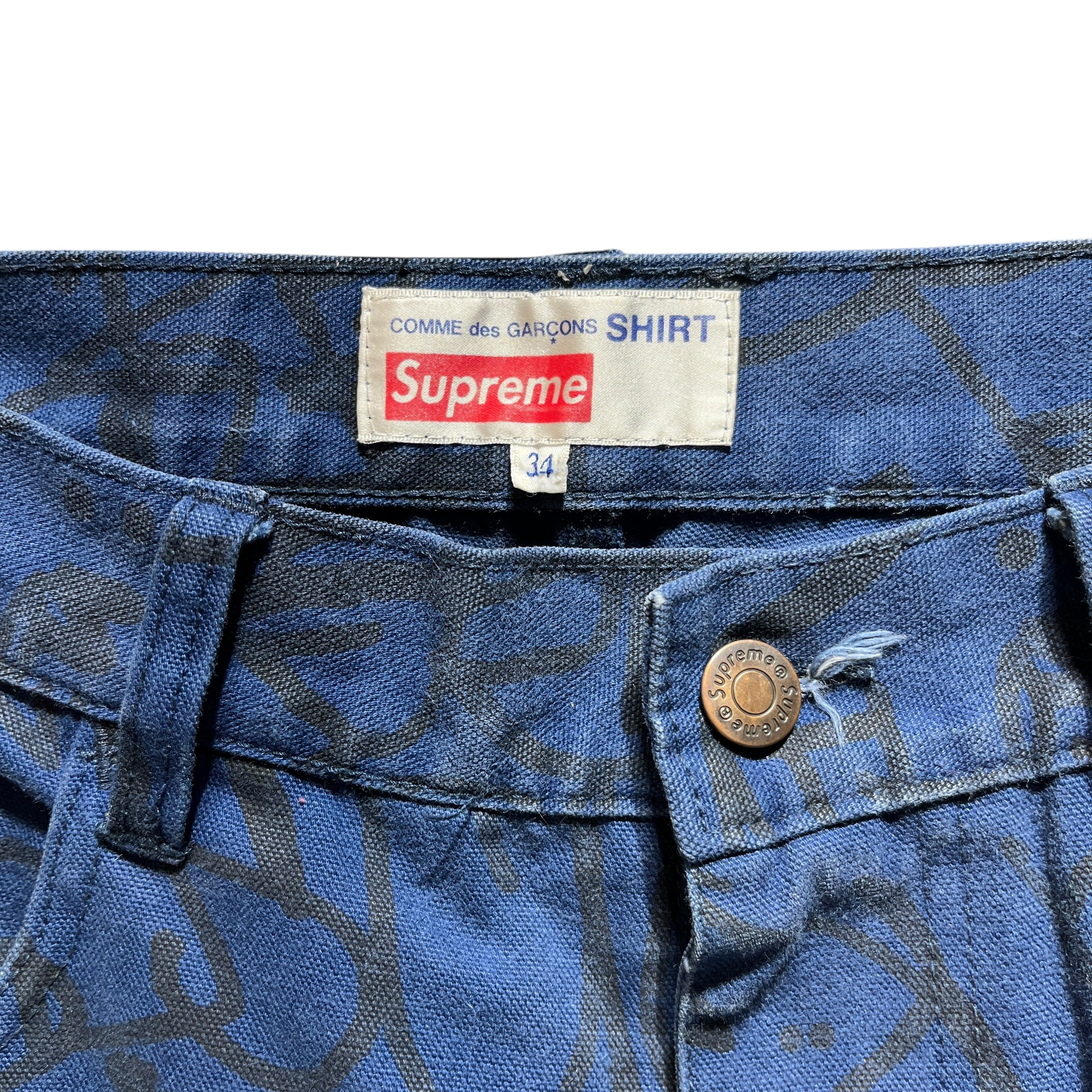 COMME des GARCONS SHIRT/Supreme/Carpenter Pants/34/Denim/NVY/All Over Print/ view 6
