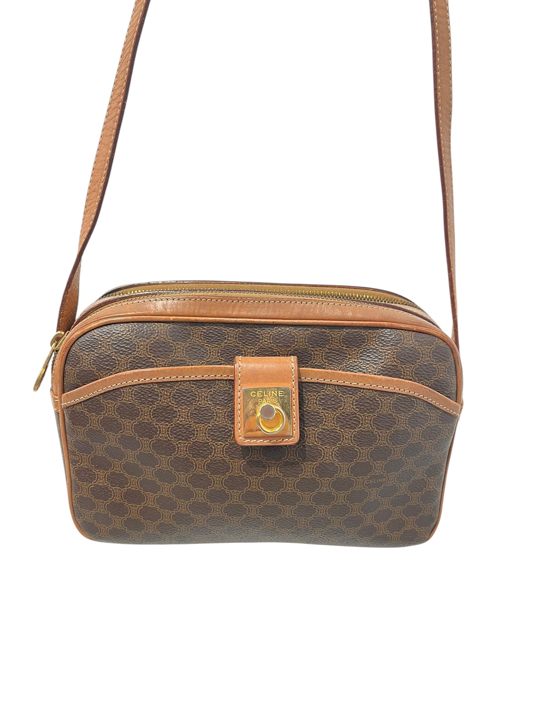 CELINE/Cross Body Bag/Brown/Leather/ view 2