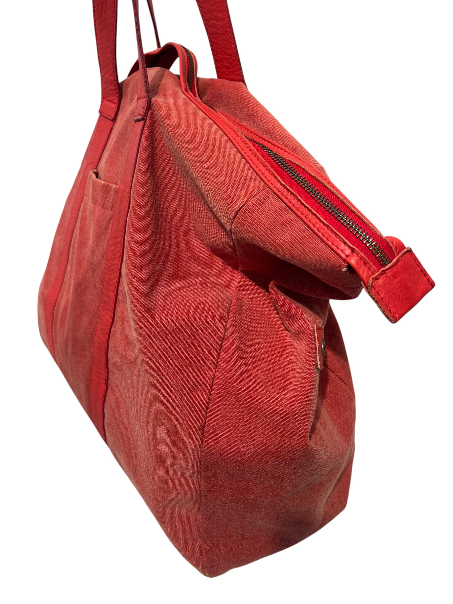 MM6/Tote Bag/Cotton/RED/LEATHER HANDLES view 3