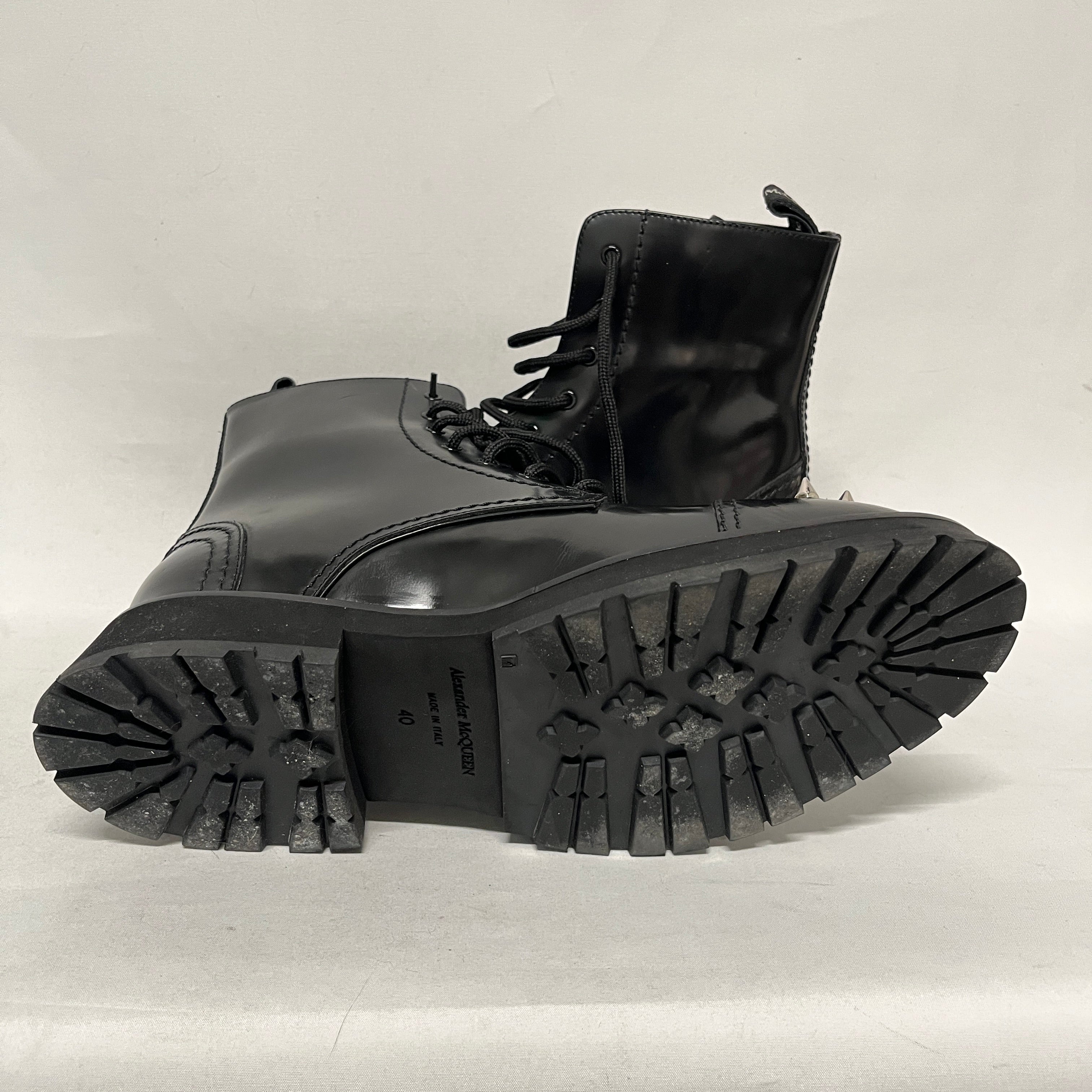 Alexander McQueen/Lace Up Boots/EU 40/Leather/BLK/PUNK STUD TOE CAP view 3