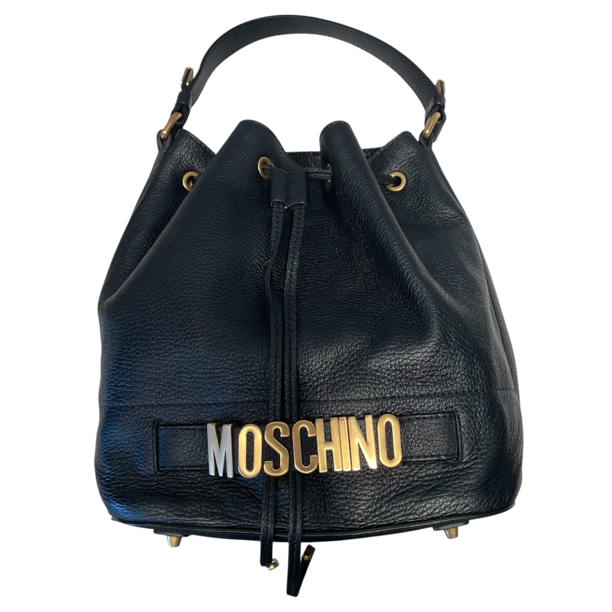 MOSCHINO/Hand Bag/Leather/BLK/Gold Tone Logo view 3