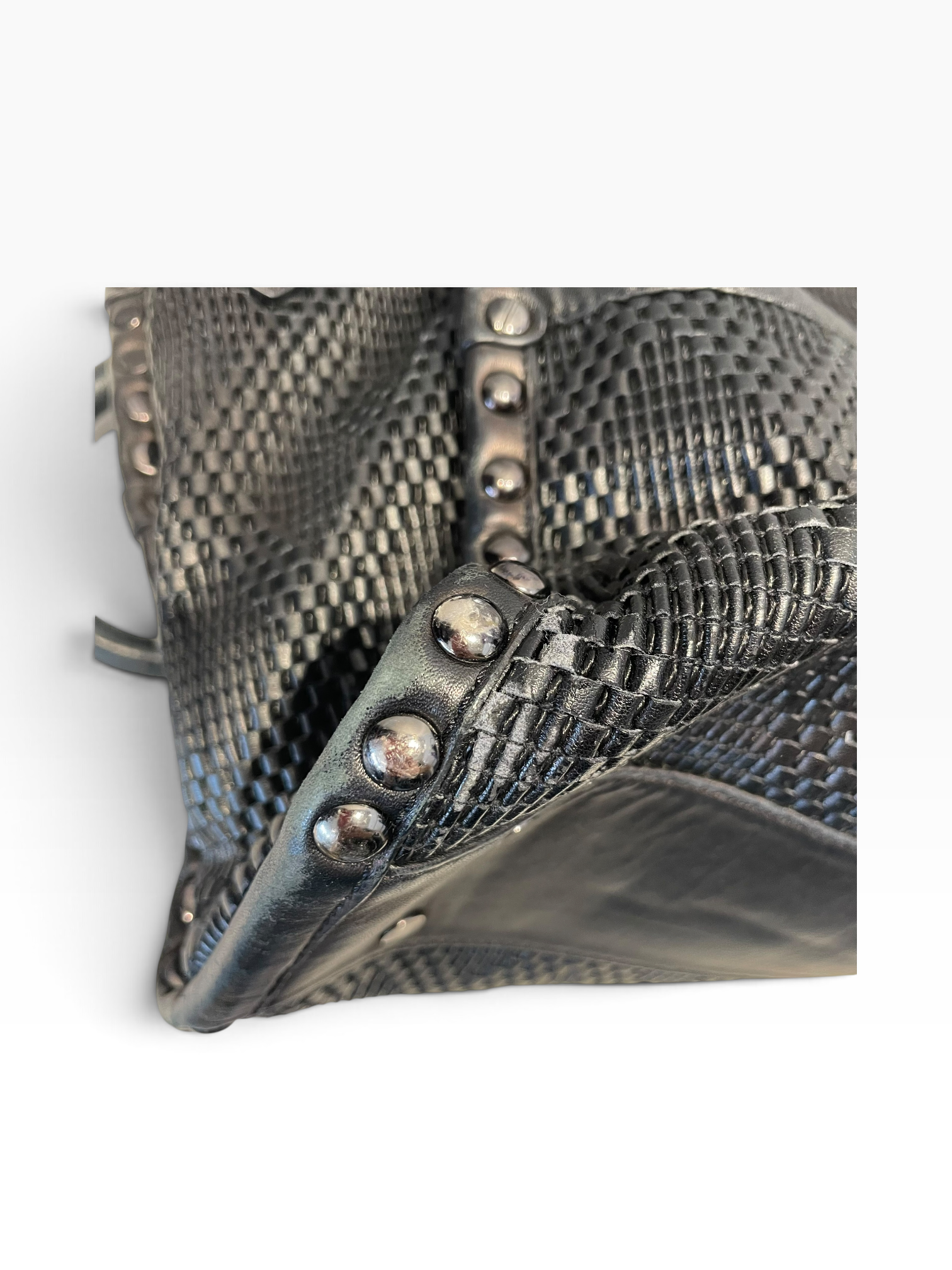 DIANE von FURSTENBERG/Cross Body Bag/Leather/BLK/wooven studded view 8