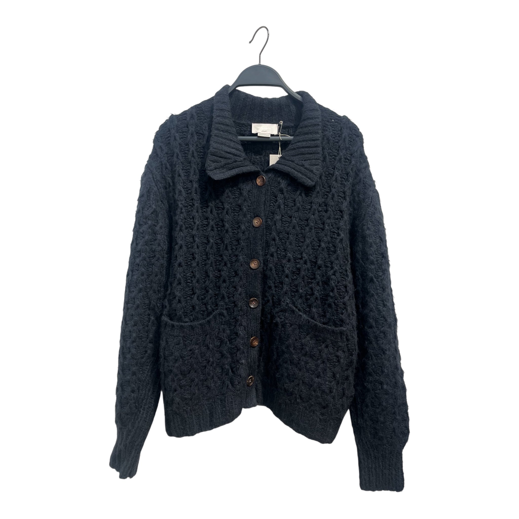 M.PATMOS/Heavy Cardigan/S/Cashmere/BLK/CABLE KNIT COLLARED SWEATER SM view 1