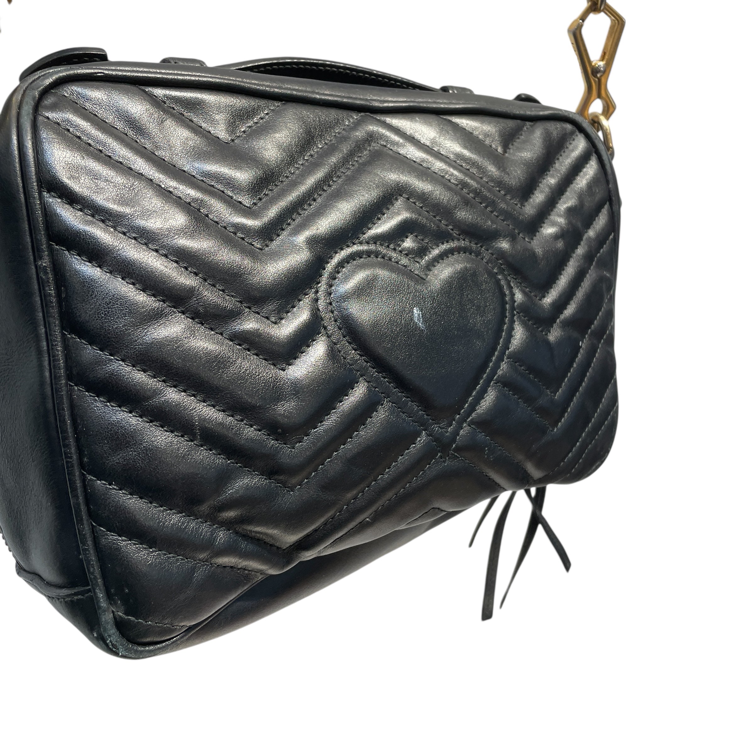GUCCI/Cross Body Bag/Leather/BLK/GG MARMONT view 3