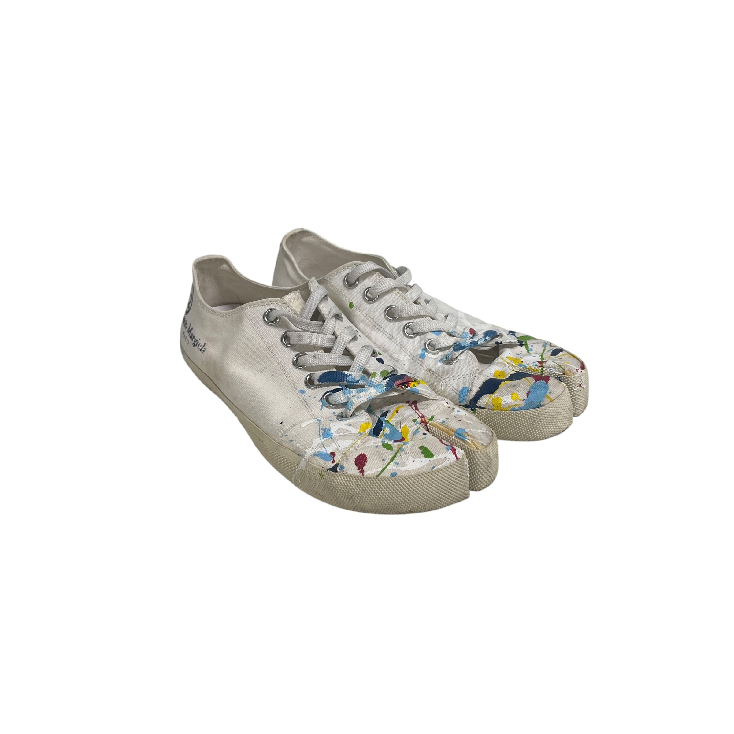 Maison Margiela/Low-Sneakers/US 7.5/Cotton/WHT/PAINT SPLATTER TABI /22 HEEL view 1