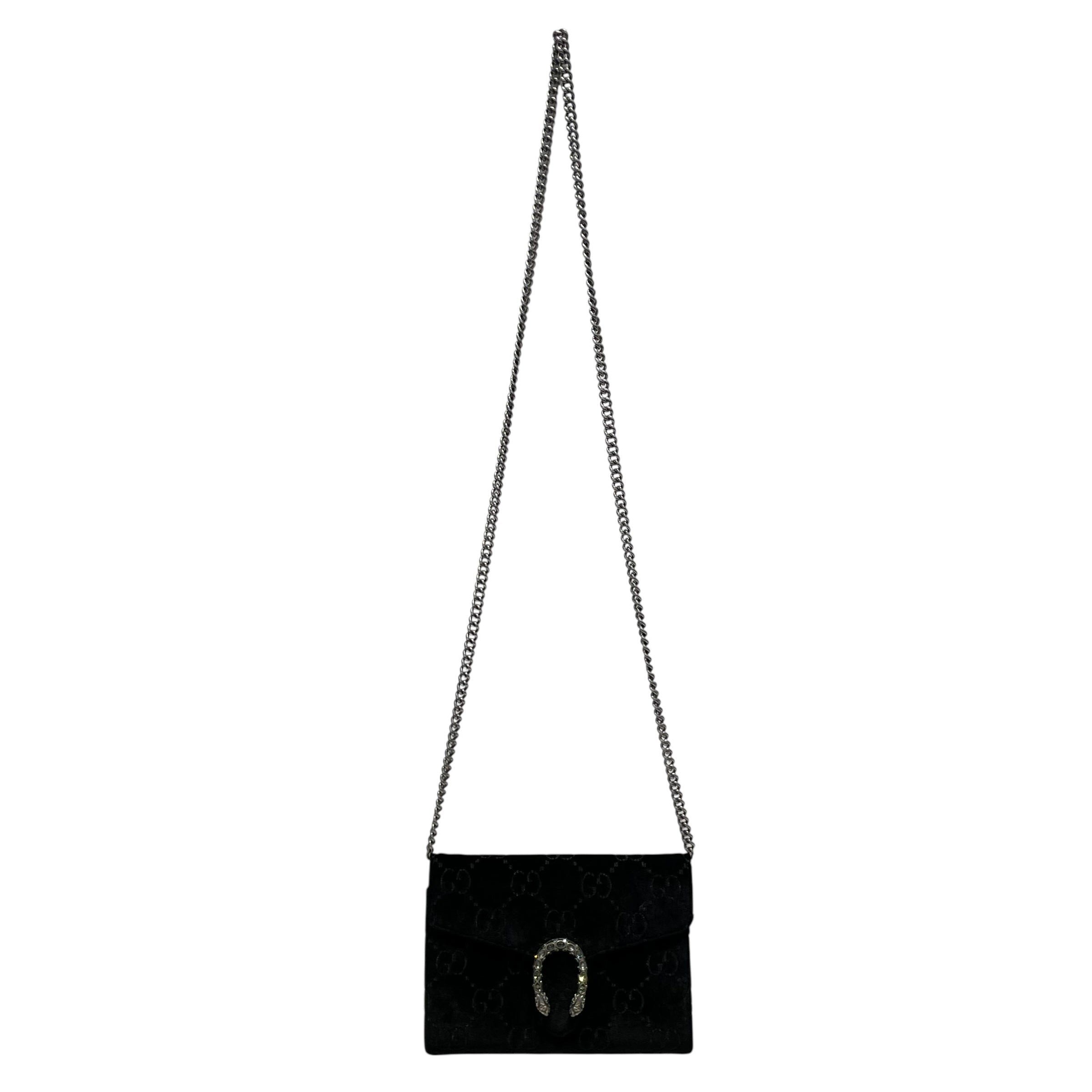 GUCCI/Cross Body Bag/S/Velour/BLK/GG MARMONT VELVET view 1