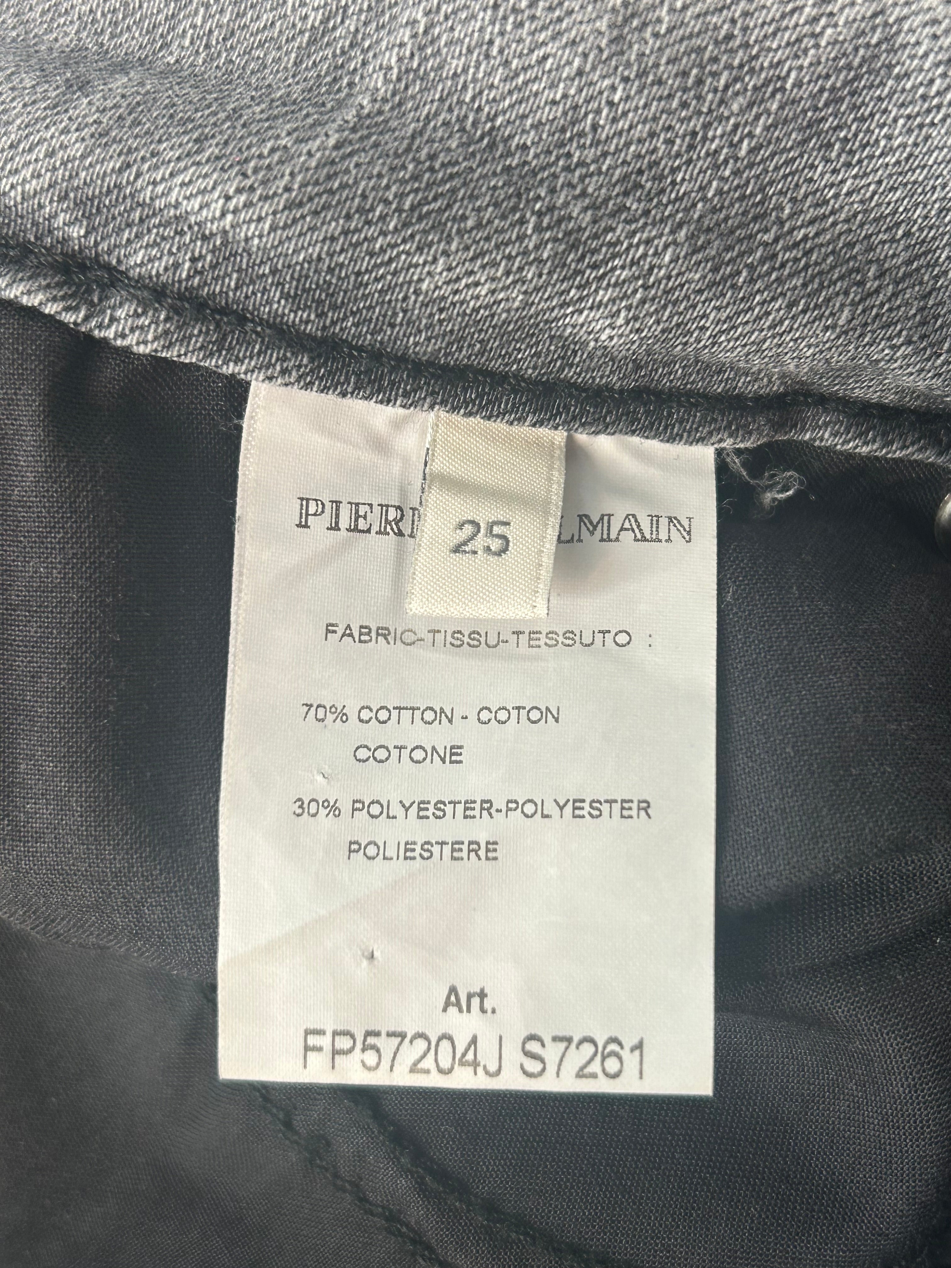 PIERRE BALMAIN/Skinny Pants/25/Denim/GRY/BLK STITCHING MOTO DBL KNEE view 3