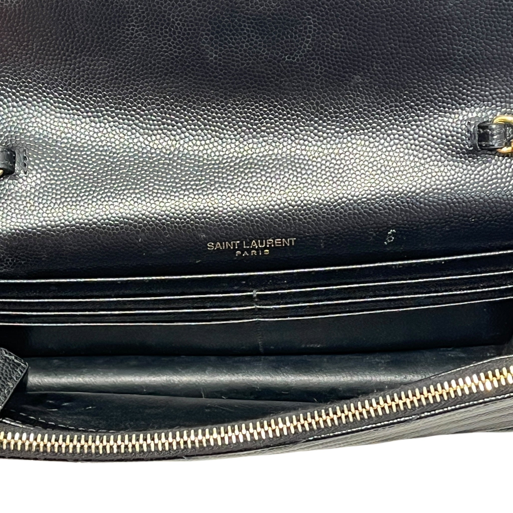 SAINT LAURENT/Cross Body Bag/Leather/BLK/LEATHER ENVELOPE PEBBLE view 5